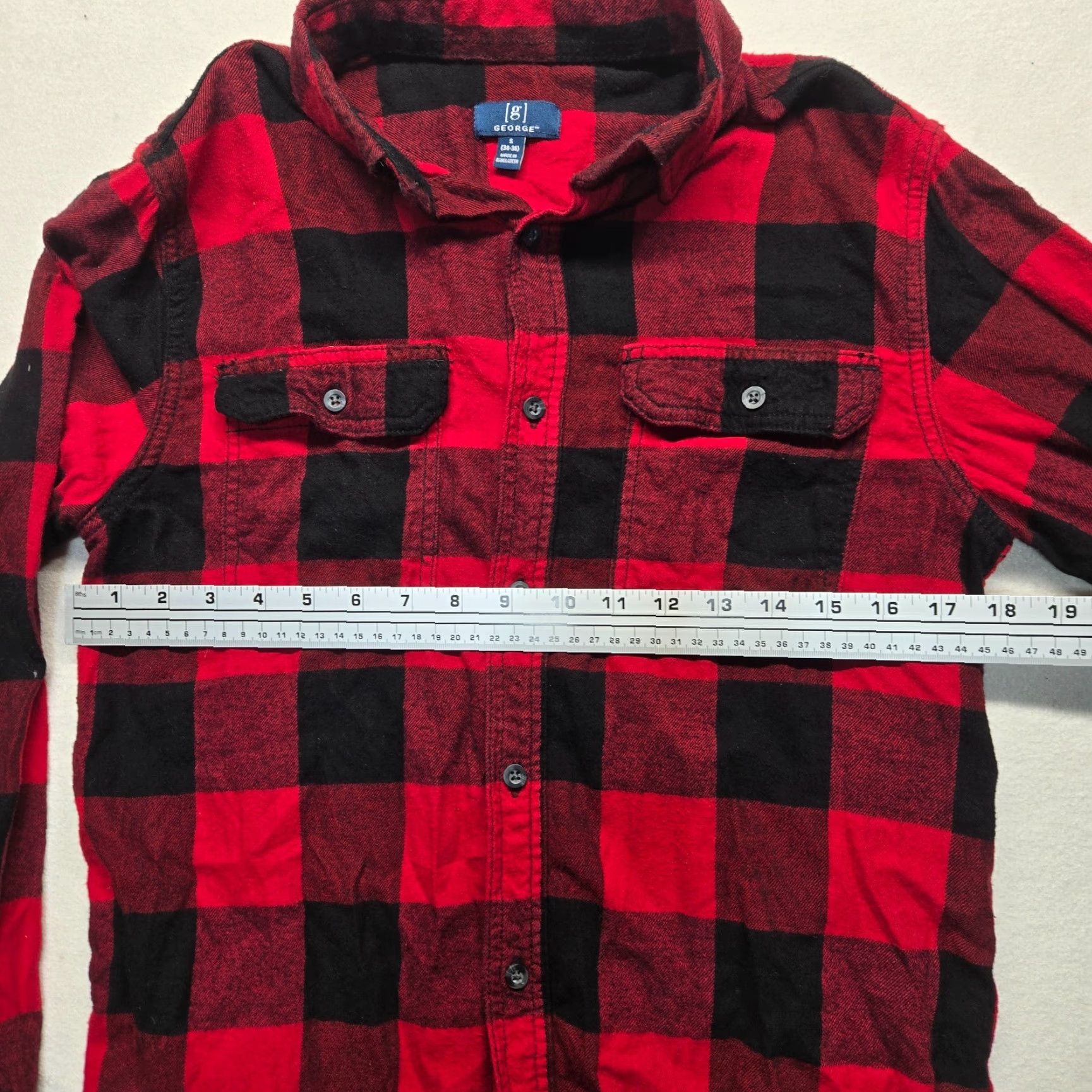 George George Button Down Shirt Casual Long Sleeve Flannel Plaid Red S Mens Size US S / EU 44-46 / 1 - 4 Thumbnail