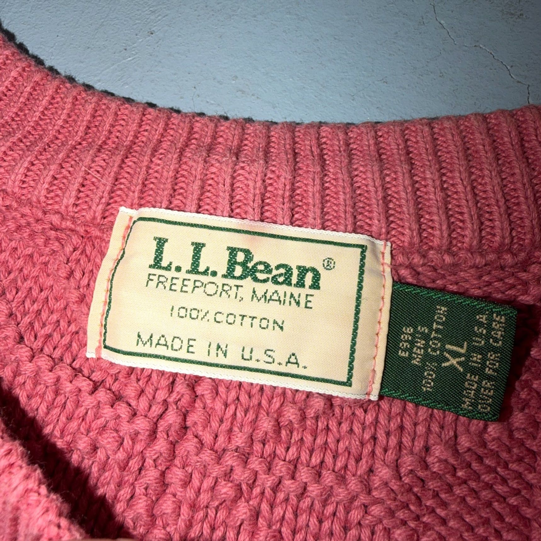 Vintage VINTAGE L.L. Bean Sweater XL Pink Crew Neck Fisherman Knit 80s Mens Size US XL / EU 56 / 4 - 4 Thumbnail