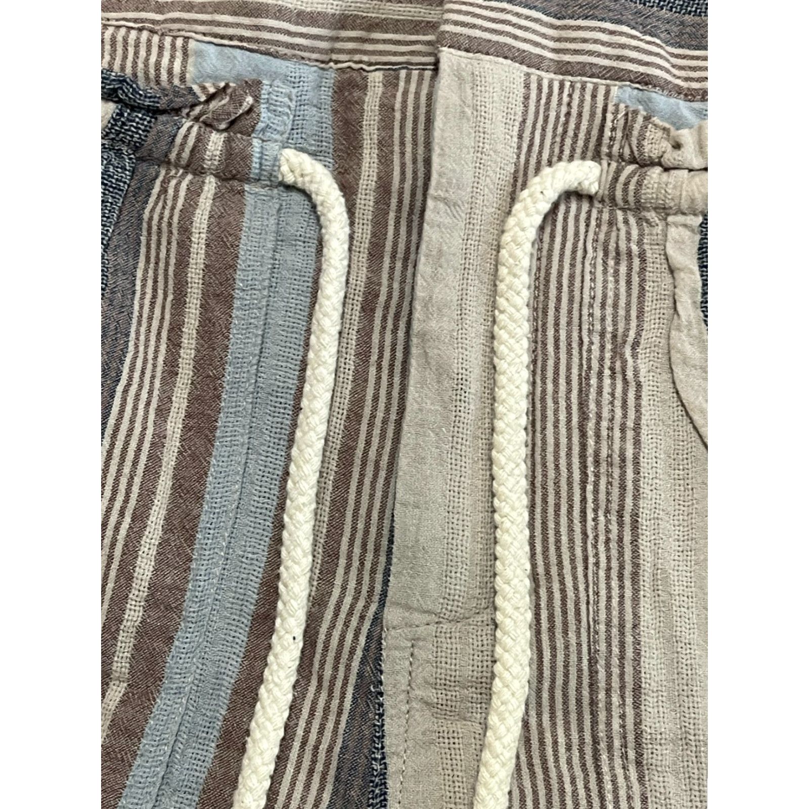 Vintage Fashion on Earth Pants Women Size Small Blue Brown Tie Waist Straight Leg Casual Ank le Size 28" / US 6 / IT 42 - 3 Thumbnail