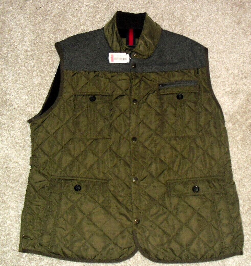 image of Daniel Cremieux $195 Mens Button Vest Jacket Sz. New in Army Green (Size 2XL)