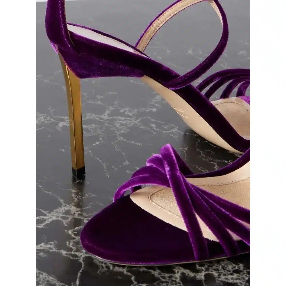 Tom Ford o1loc1c0825 W3551 Ida Velvet Sandals in Purple Size US 11 / IT 41 - 2 Thumbnail
