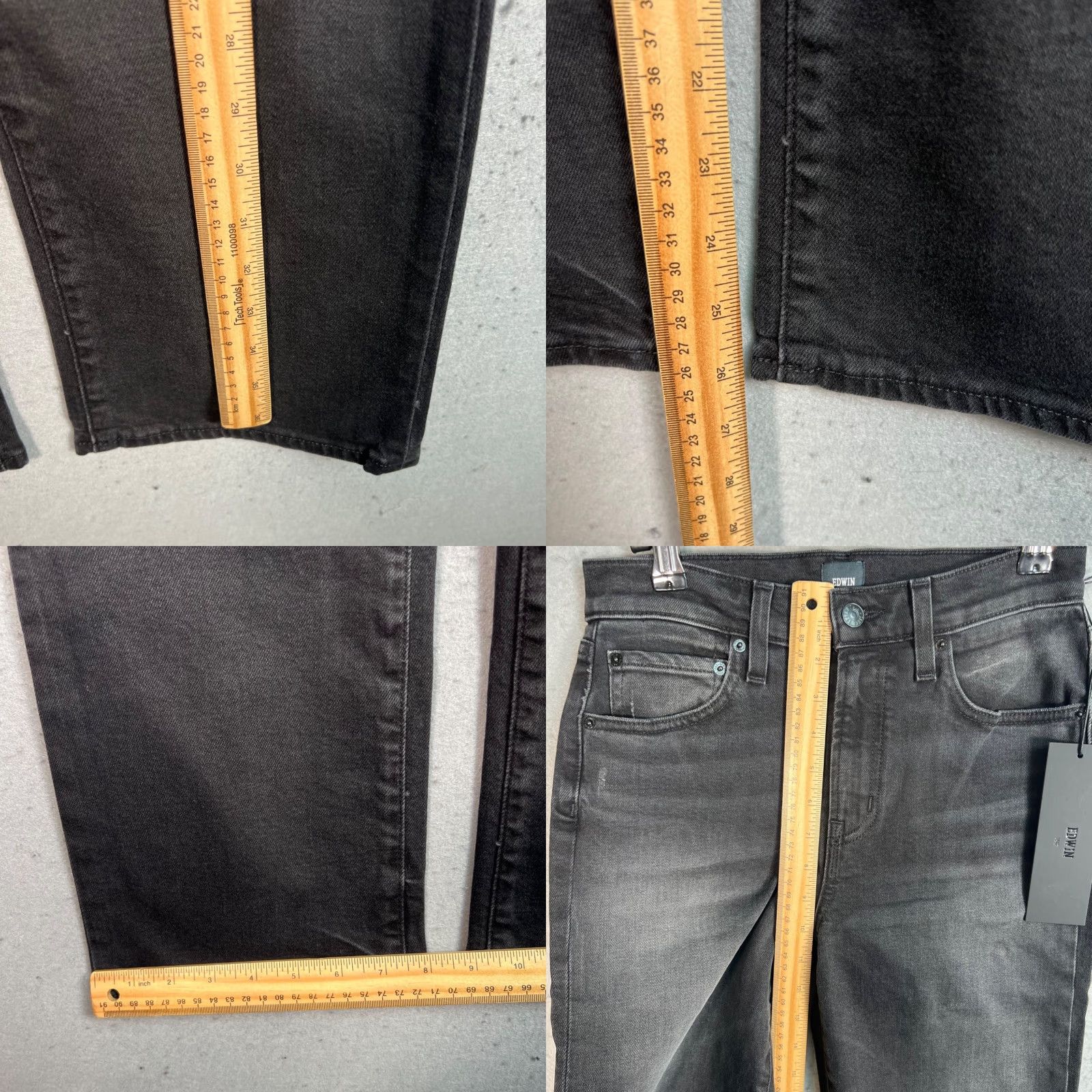 Edwin Edwin Womens 25 Black High-Waisted Straight-Leg Jeans Denim Size 42" / US 20 - 8 Thumbnail