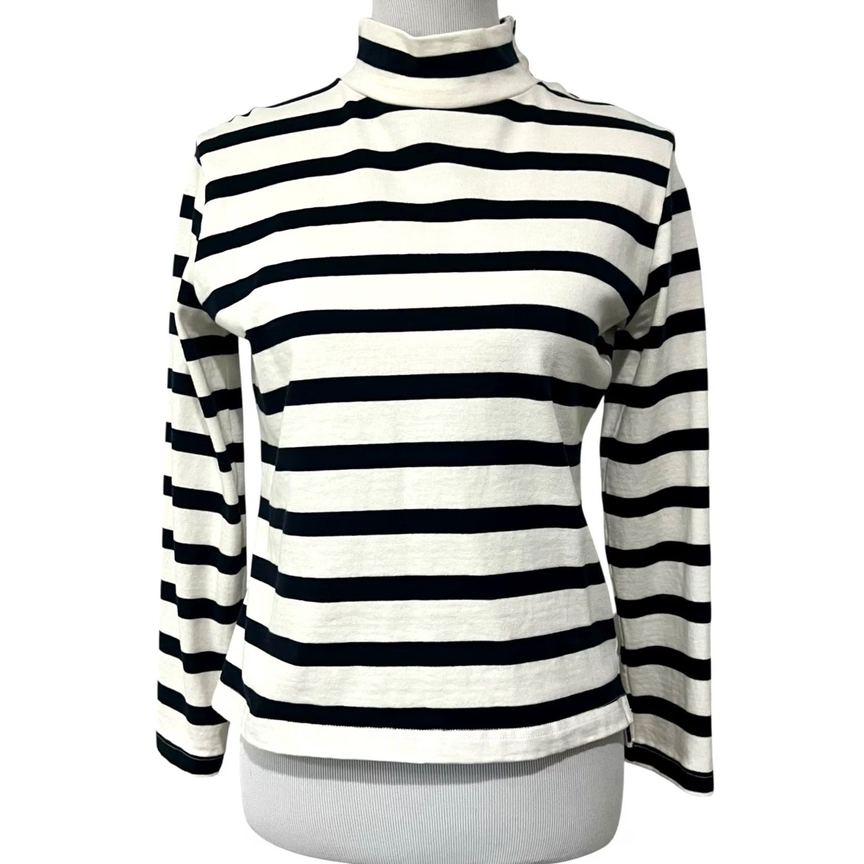 Nautica Guideboat Co. Top Womens XS Blue White Nautical Striped Mock Neck Cotton Blouse Womens XS Blue White Striped Mock Neck 3/4 Sleeve Size XS / US 0-2 / IT 36-38 - 3 Thumbnail