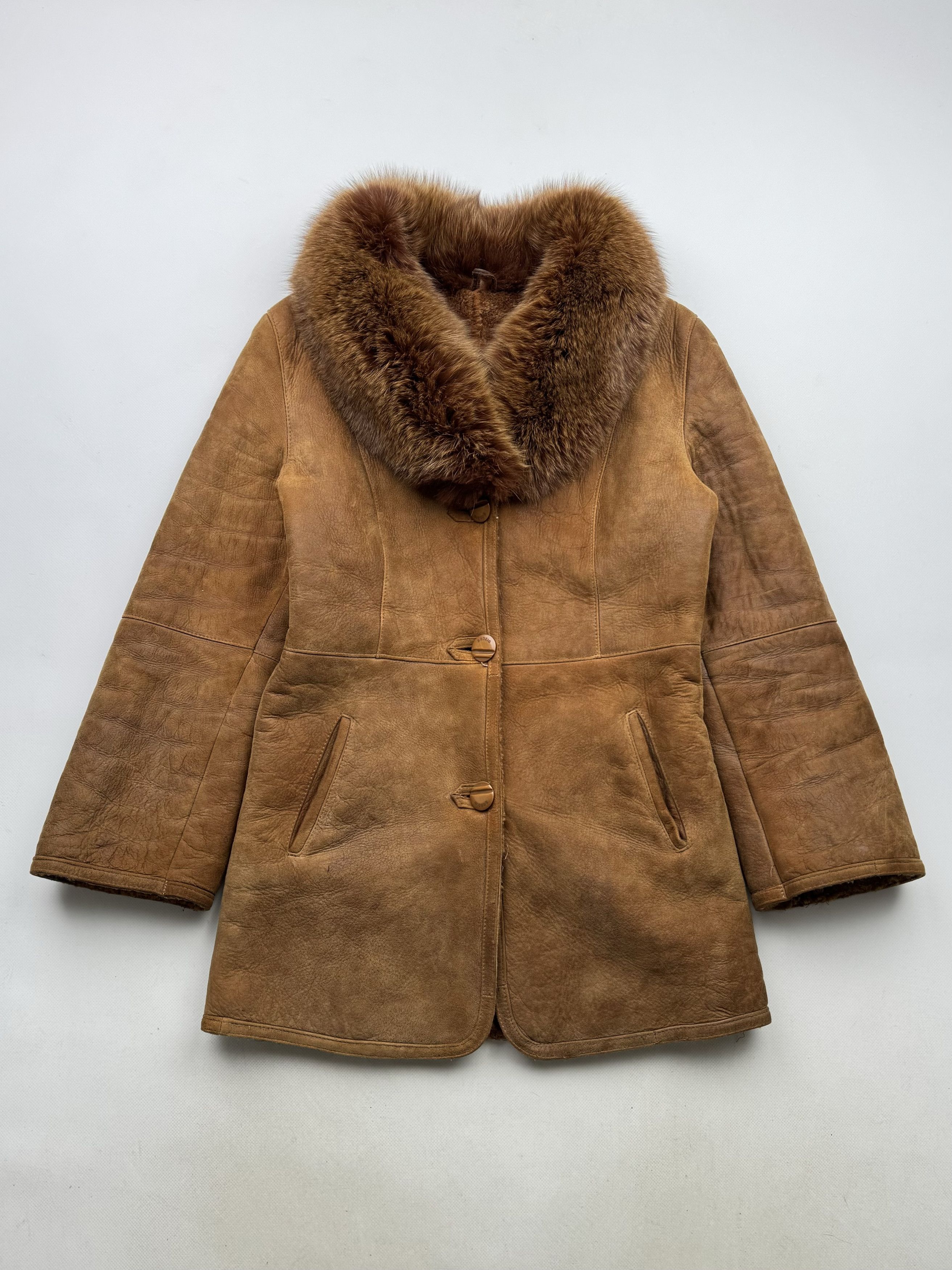 Japanese Brand 90's Real Sheepskin Coat With Real Fur Neck B99(V252)E2 Size M / US 6-8 / IT 42-44 - 1 Thumbnail