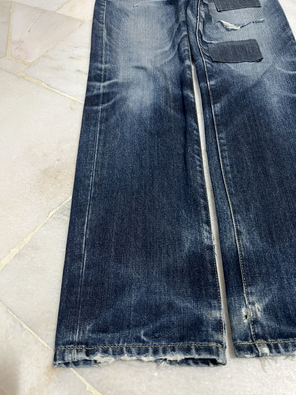 If Six Was Nine × Le Grande Bleu (L.G.B.) 🌈Vintage Back Number Kaihara denim Distressed Jean Size US 29 - 5 Thumbnail
