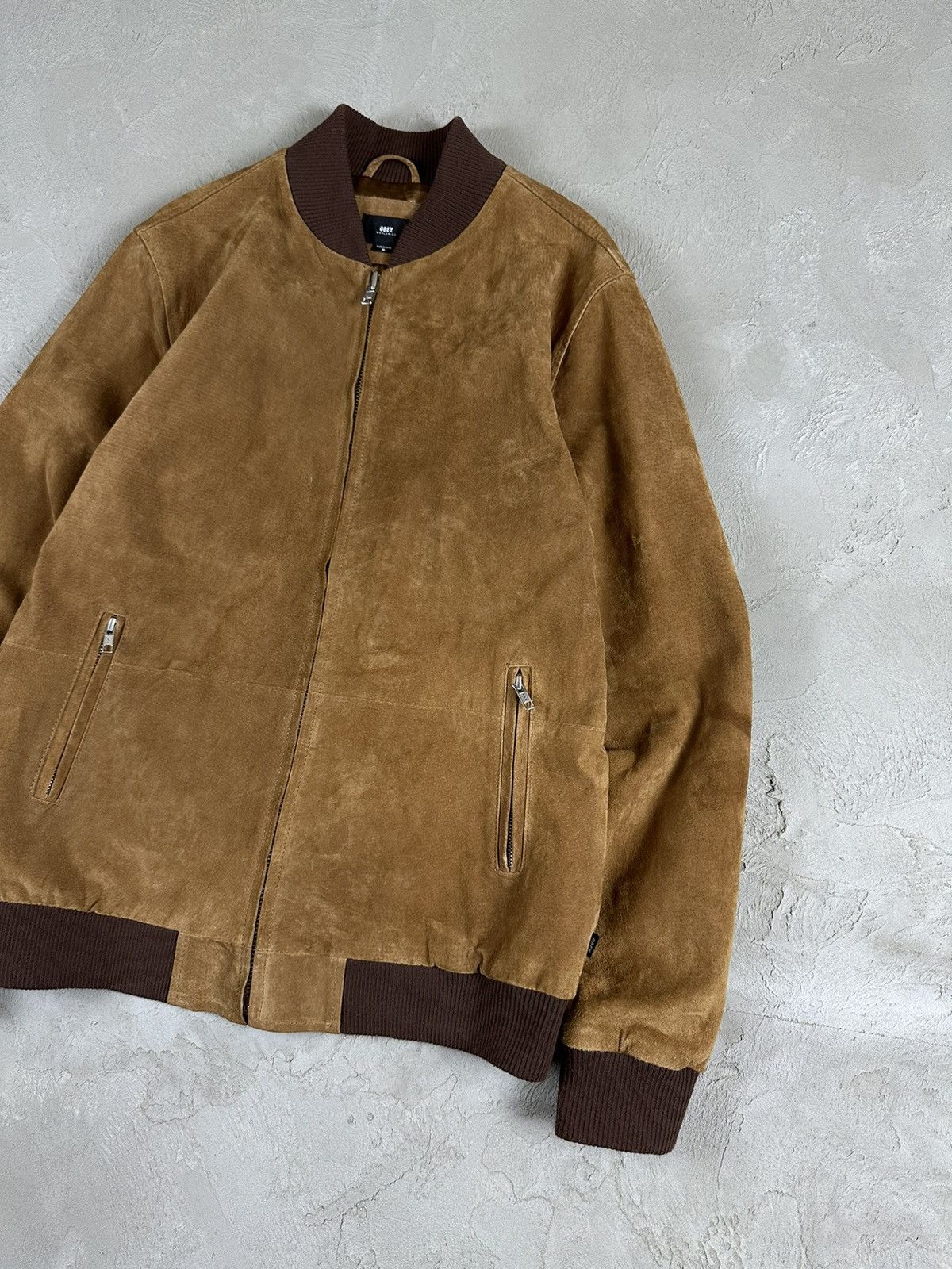 Obey Obey Suede Leather Boxy Bomber Jacket Size US M / EU 48-50 / 2 - 3 Thumbnail