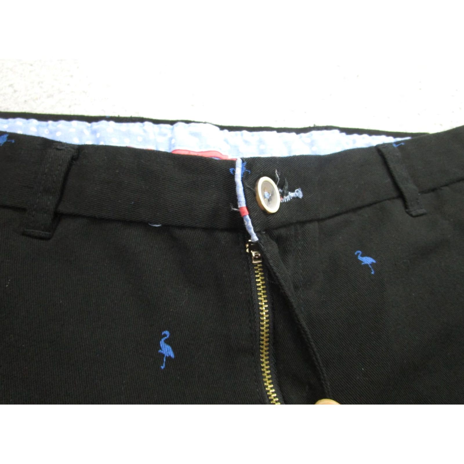 Tailorbyrd TAILORBYRD Chino Shorts Mens 34 Black Flamingo Embroidered 100% Cotton Flat Front Casual Belt Loops Pockets Adults Mens Size US 34 / EU 50 - 6 Thumbnail