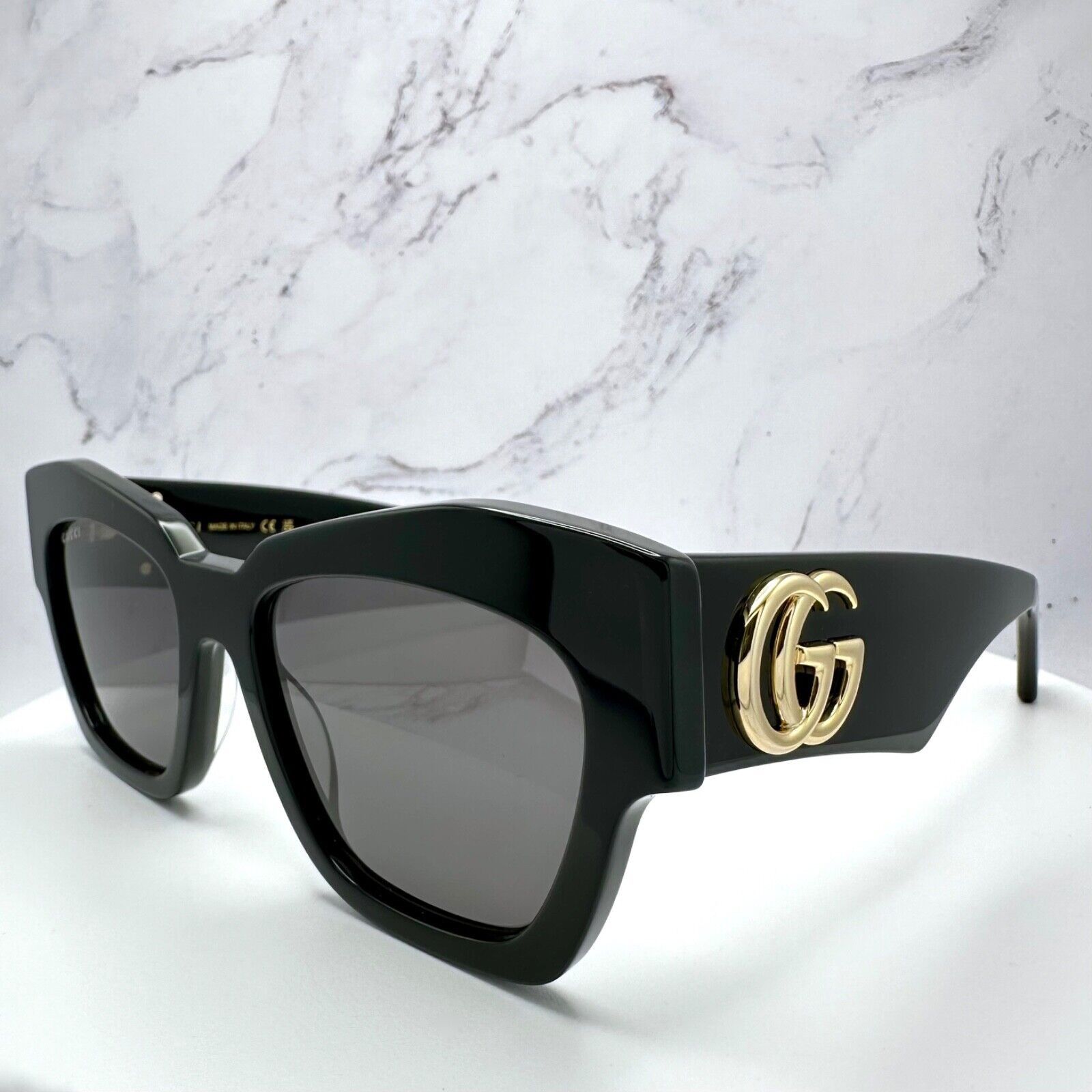 Gucci Gucci Sunglasses Black Cat Eye Gold Interlocking GG Logo Size ONE SIZE - 13 Thumbnail