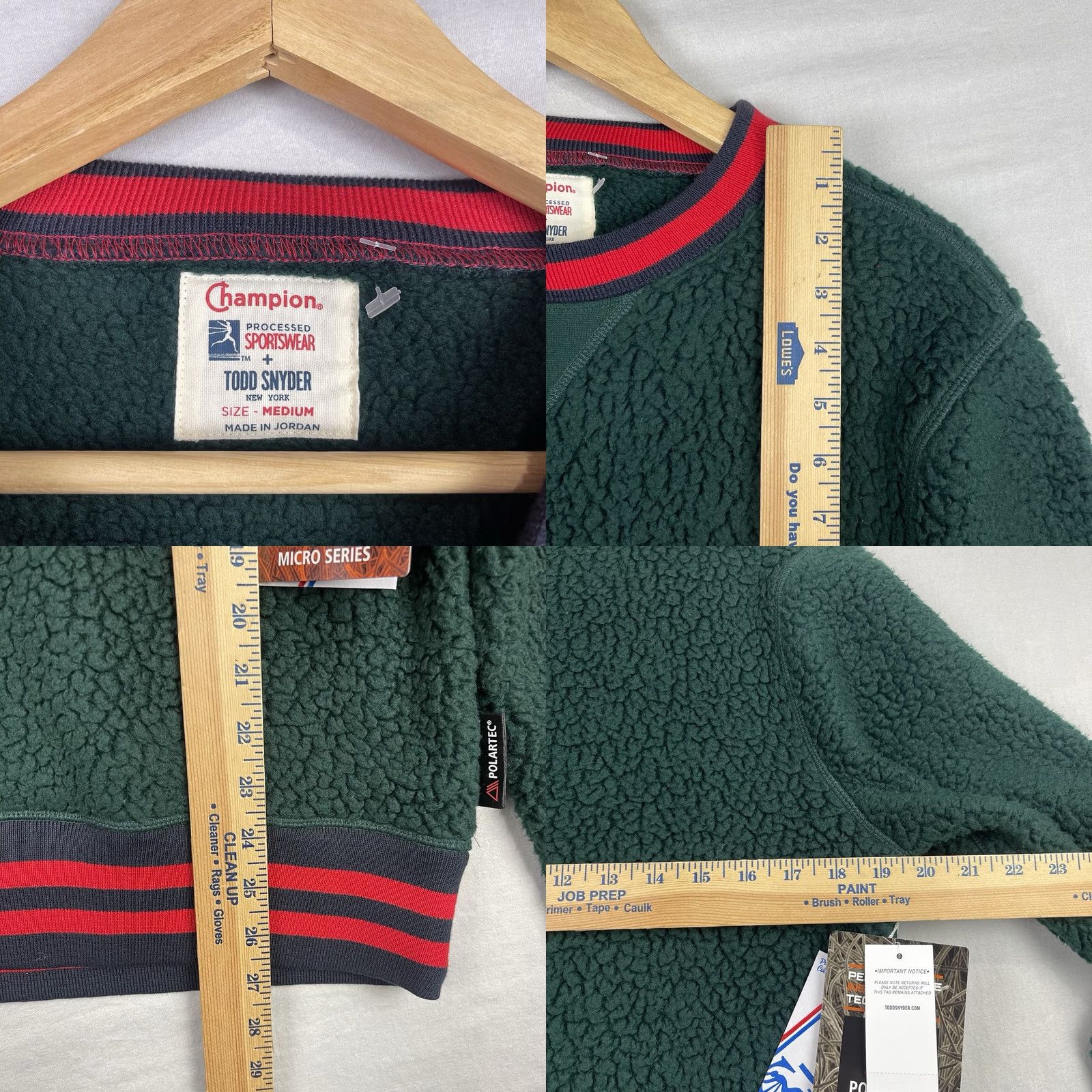 Champion Champion Sweatshirt Mens Medium Green Sherpa Pullover Crew Neck Sweater, Todd Snyder, Logo Embroidered, Fleece, 1-2 Day Ship, Pre-Owned Size US M / EU 48-50 / 2 - 8 Thumbnail