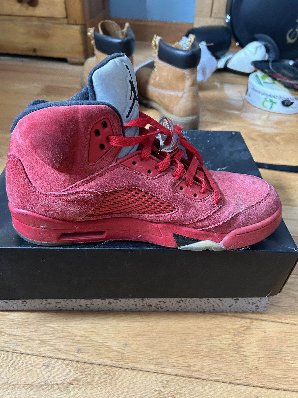 Jordan Brand × Nike Jordan 5 Retro Red Suede Size US 10 / EU 43 - 5 Thumbnail