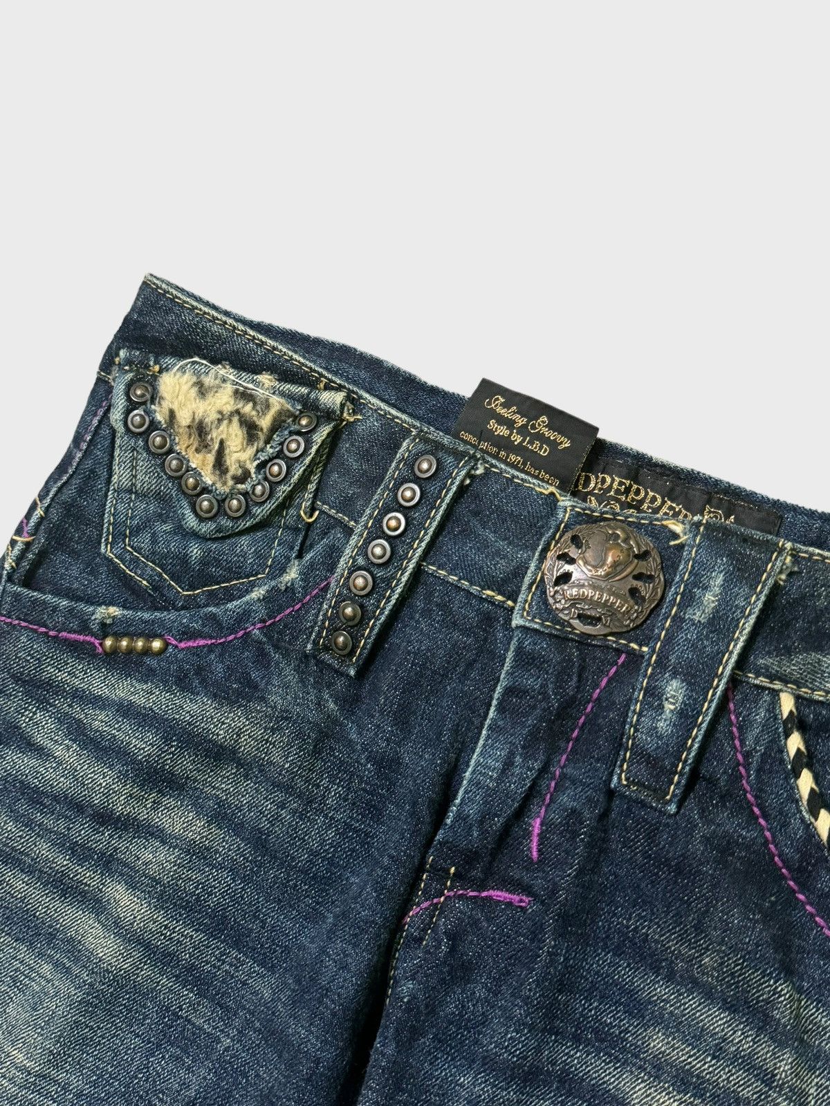Hysteric Glamour Flare REDPEPPER Buckle Rare Design Clawmark Low Rise Denim Size US 29 - 7 Thumbnail