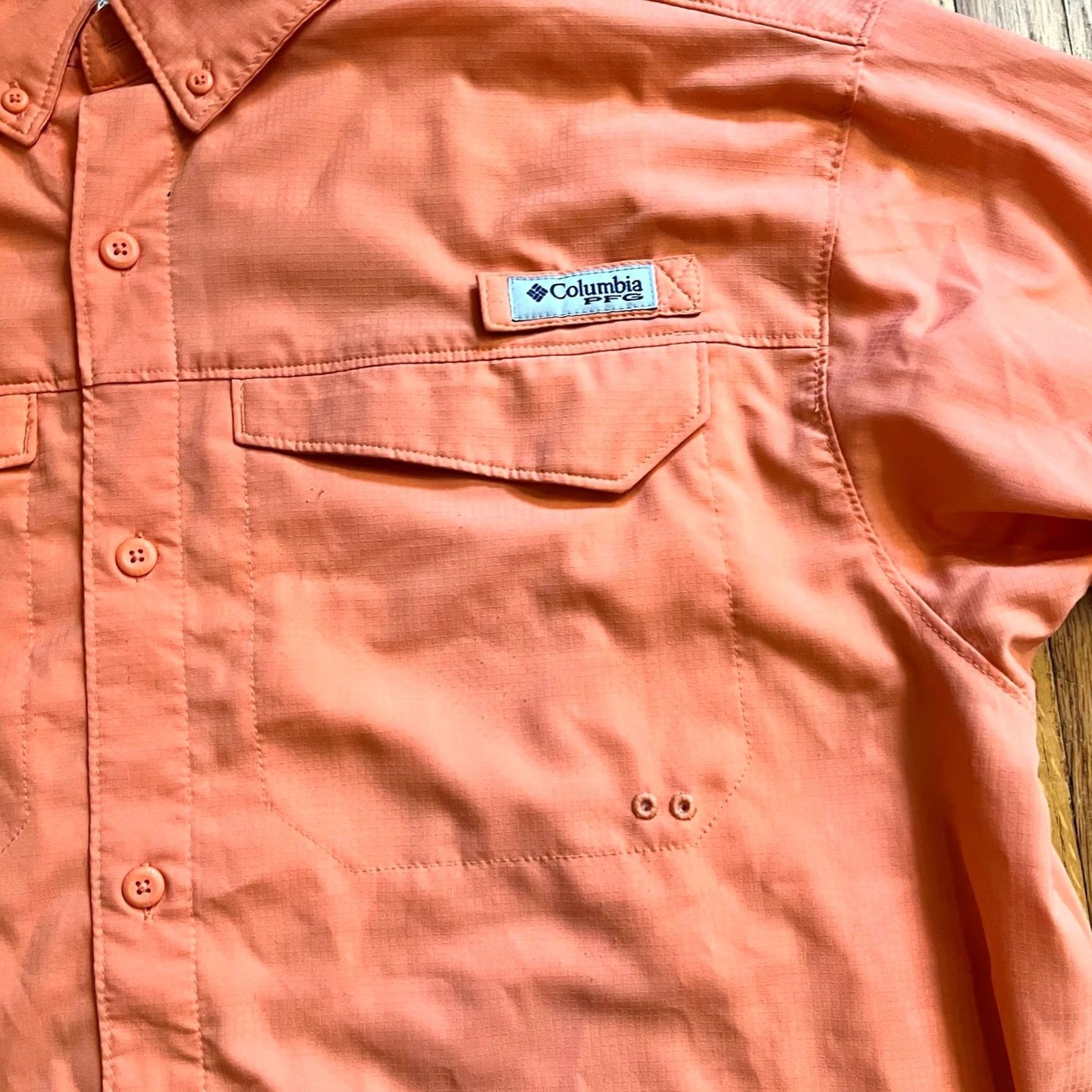 Vintage Columbia PFG Fishing Shirt Mens Large Orange Button Up Long Sleeve Size US L / EU 52-54 / 3 - 2 Thumbnail