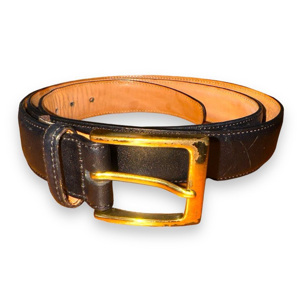Trafalgar Trafalgar Black Hand Polished Cortina Leather Dress Belt 38 Size 38 - 1 Thumbnail
