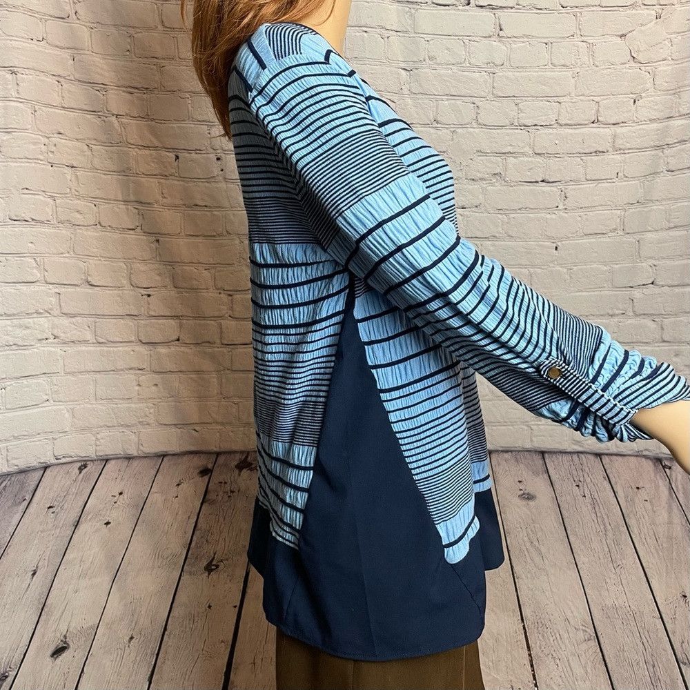 Other New Dana Buchman Blue Mixed Media Long Sleeve Top Size M Size M / US 6-8 / IT 42-44 - 3 Thumbnail