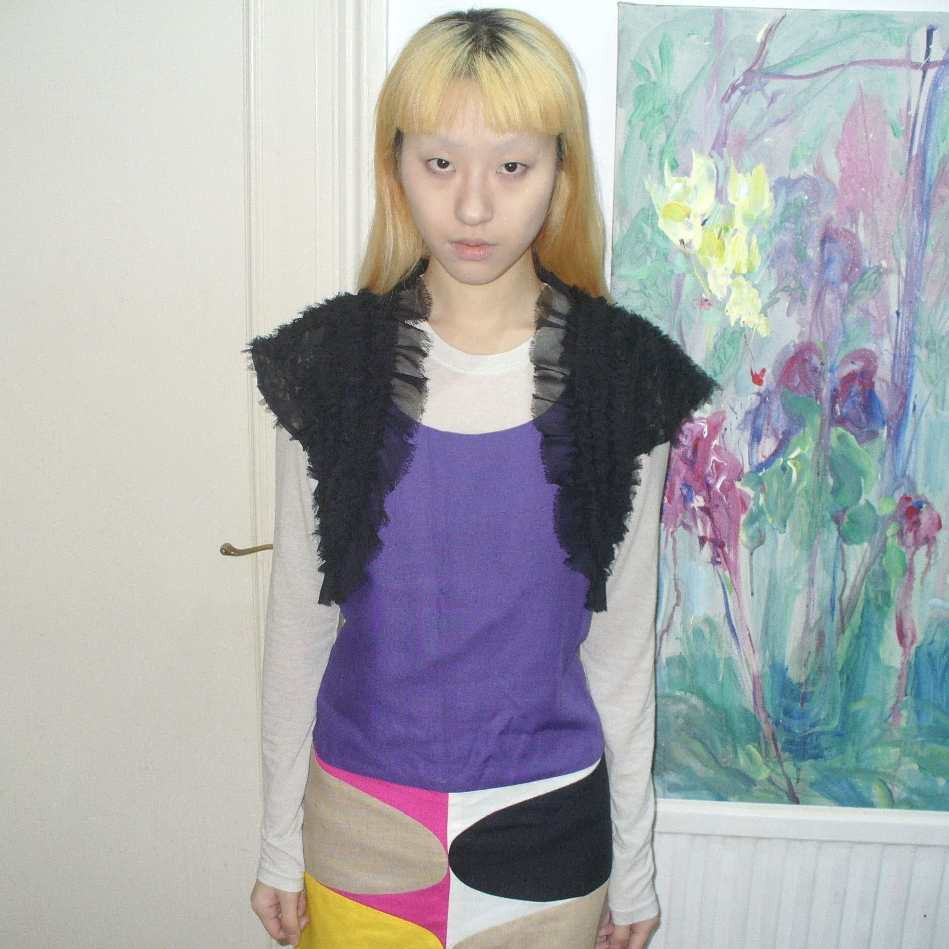 From Japan preloved black ruffled boléro shrug