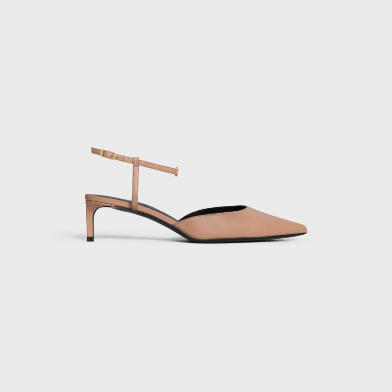 Celine o1w1db10125 347873957C Triomphe Kitten Pumps in Beige Size US 7 / IT 37 - 1 Thumbnail