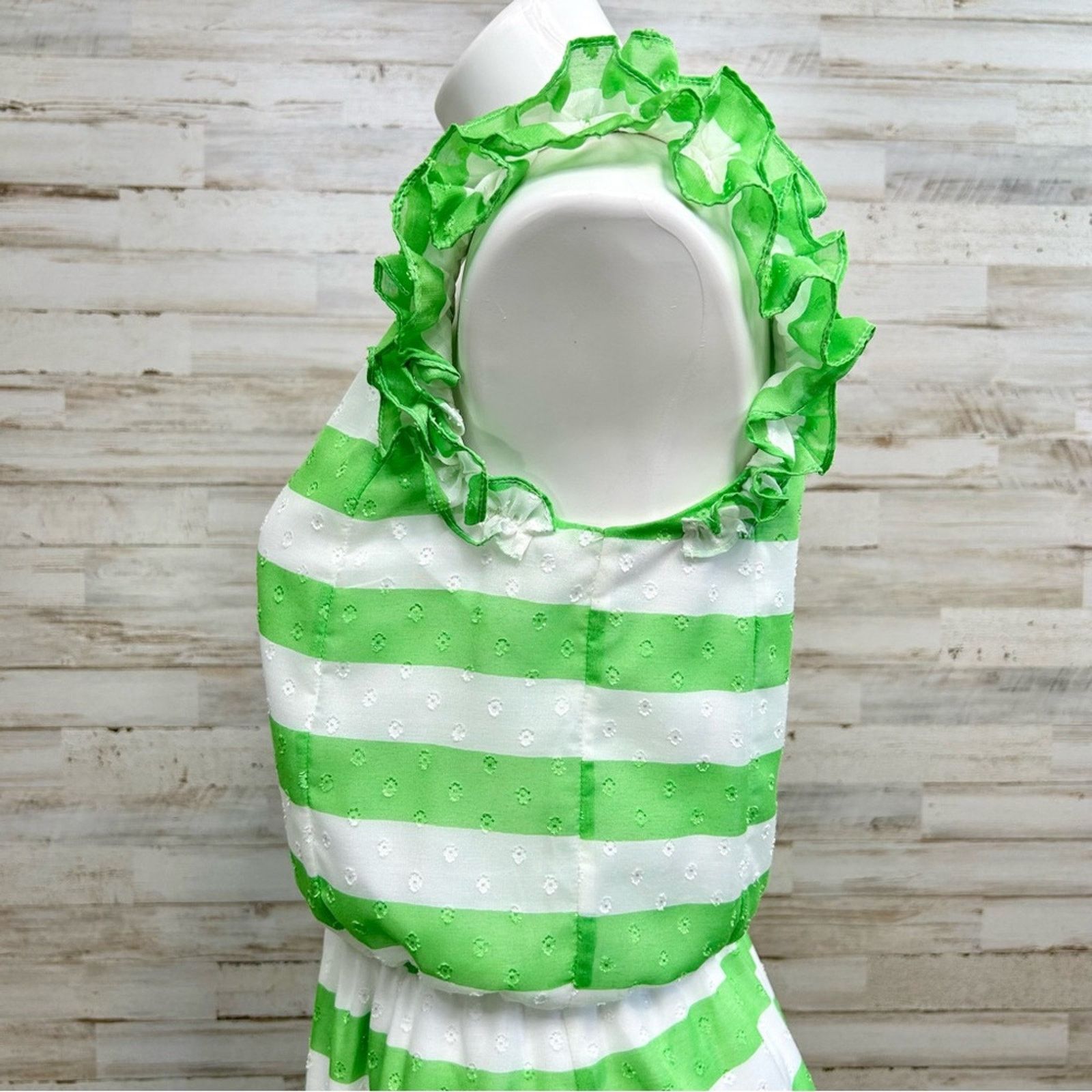 Lilly Pulitzer Lilly Pulitzer Danna Awning Green Striped Dress Ruffle XS Size XS / US 0-2 / IT 36-38 - 6 Thumbnail