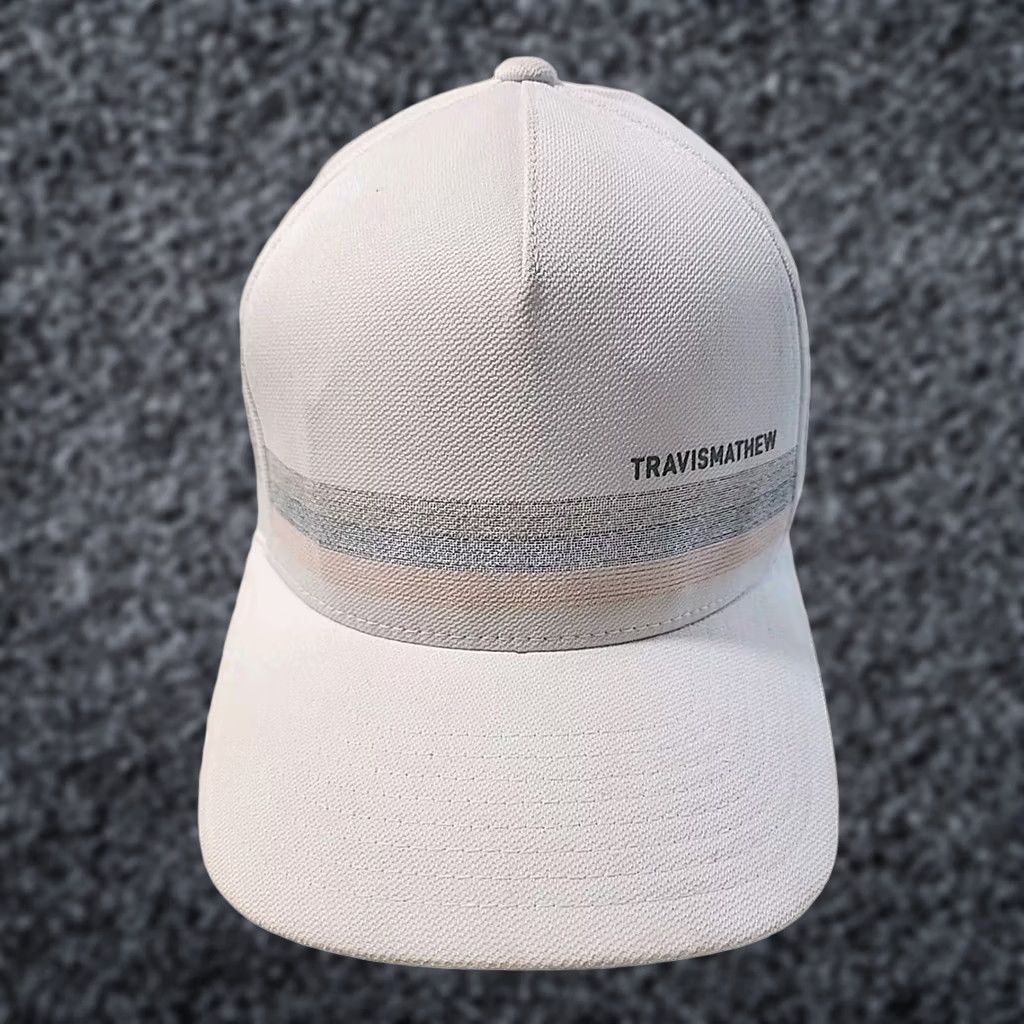 TravisMathew Travis Mathew Hat/Cap Baseball Cap Mens Large / XL White Fitted Sports Knit Cotton Polyester Cap Size ONE SIZE - 1 Thumbnail