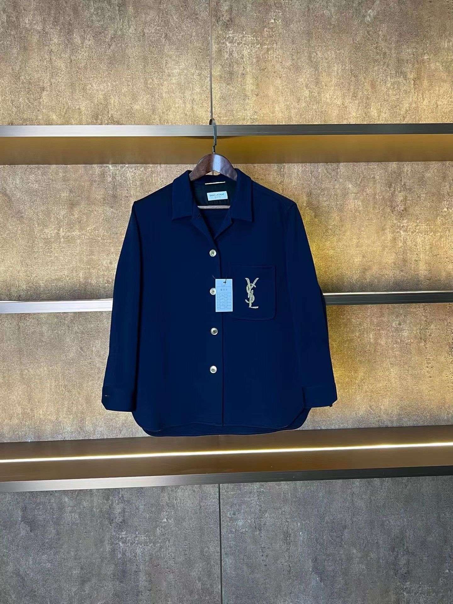 Saint Laurent Paris SLP Gold Logo Shirt Size US XXS / EU 40 - 1 Thumbnail