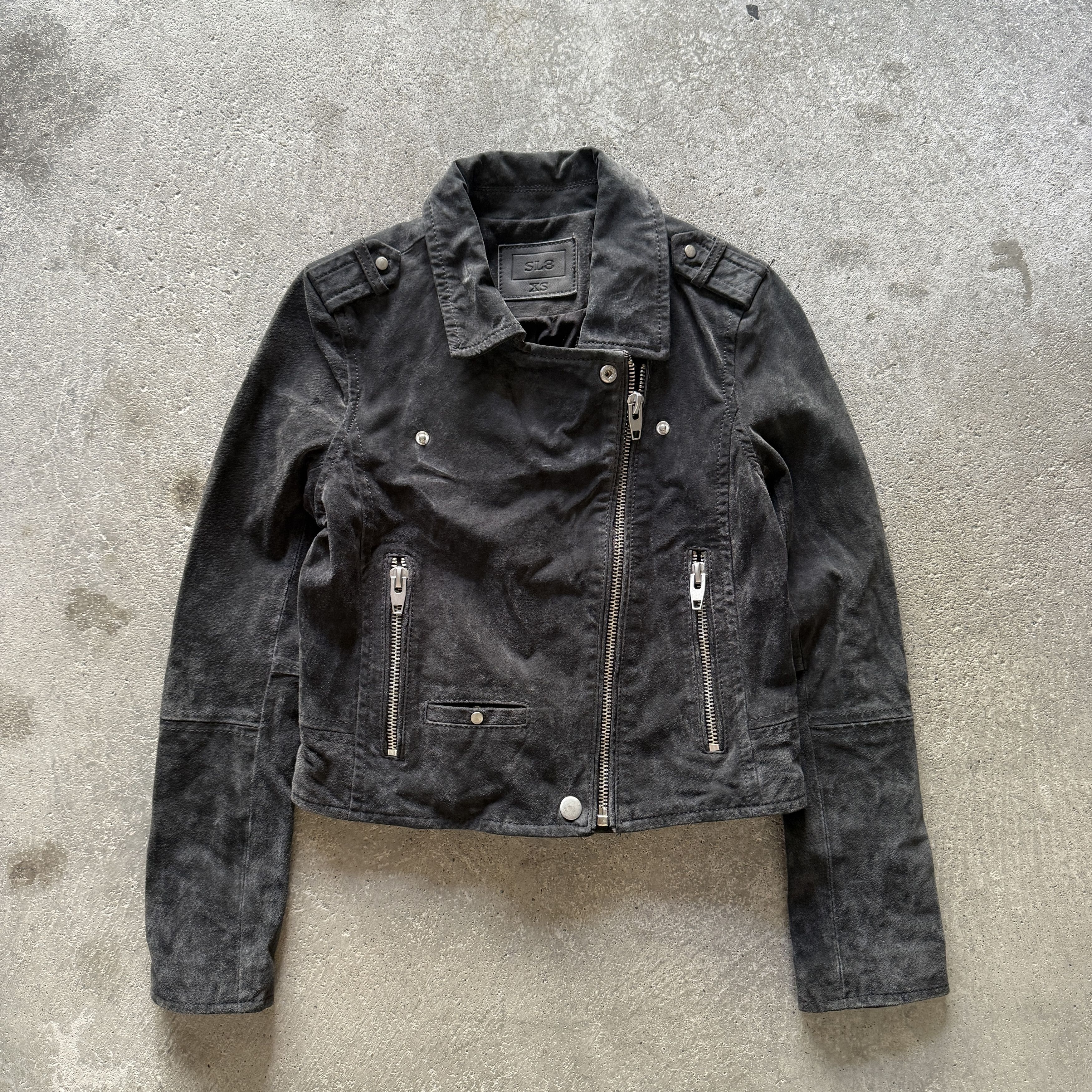 Other vintage SL8 black suede leather biker jacket Size XS / US 0-2 / IT 36-38 - 1 Thumbnail