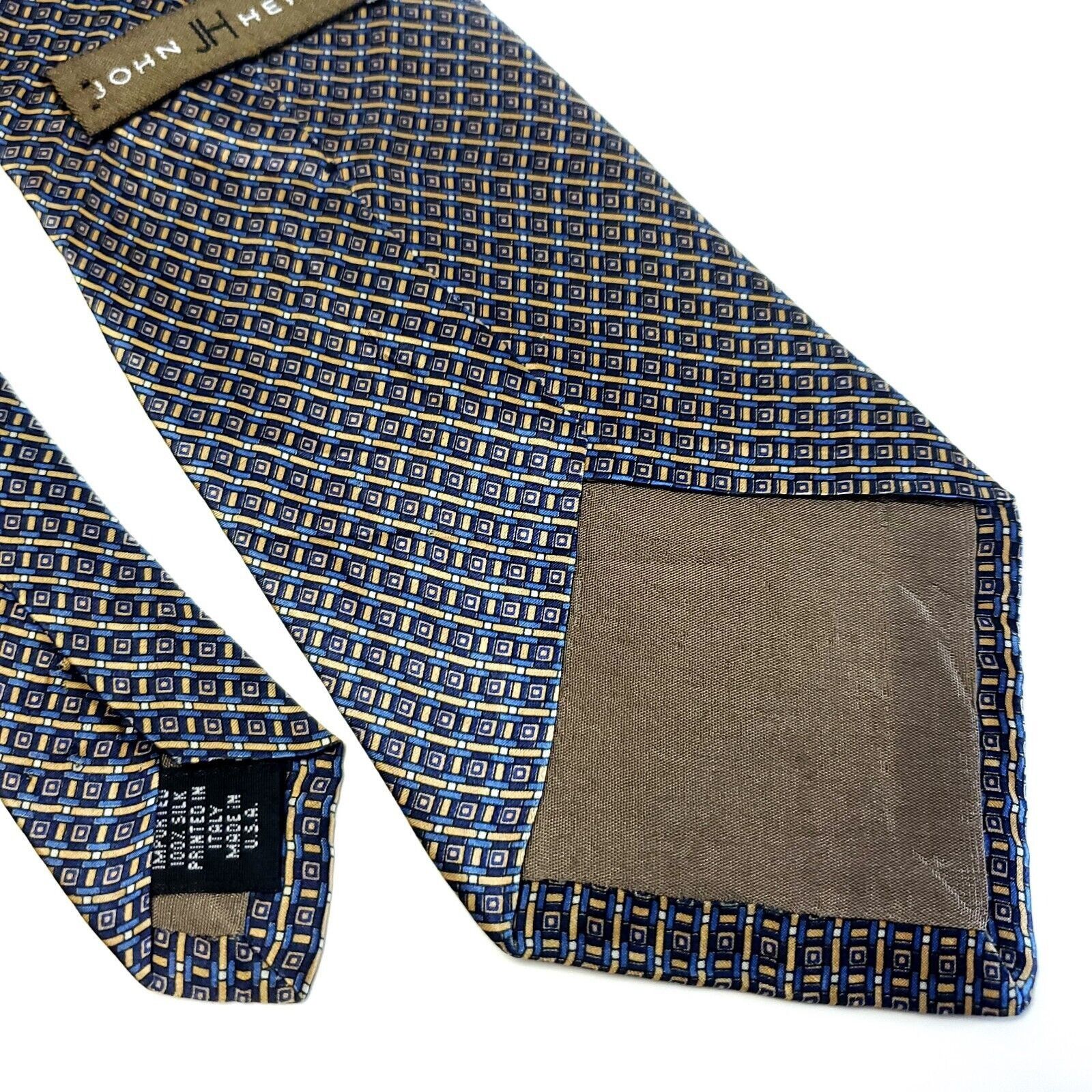 John Henry John Henry Blue Yellow Geometric Print Wide Silk Tie Size ONE SIZE - 5 Thumbnail