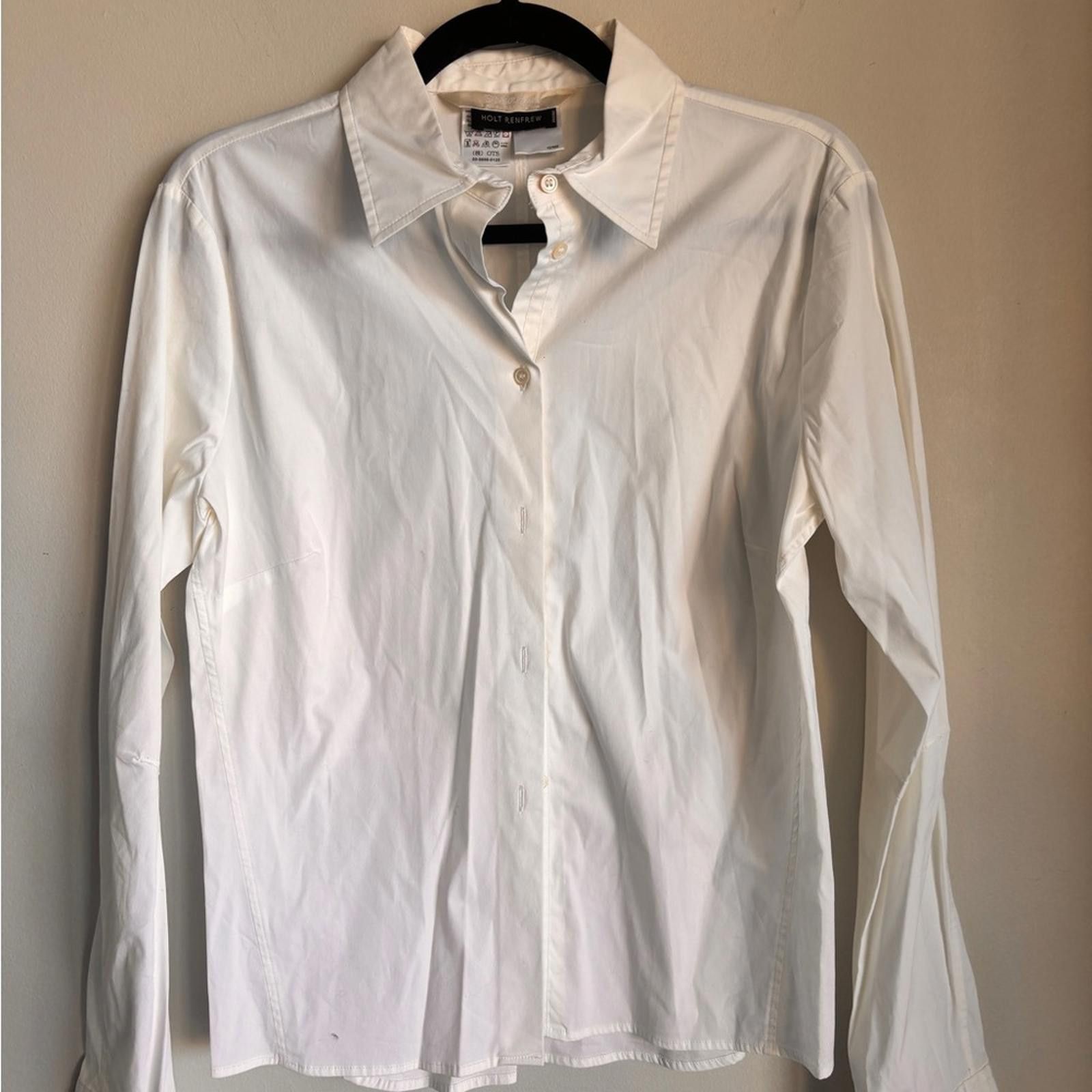 Designer MaxMara White Blouse with Textured Fabric and Long Sleeves Size XL / US 12-14 / IT 48-50 - 1 Thumbnail