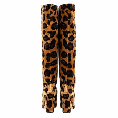 Dolce & Gabbana o1y0925 Velvet Boots in Camel/Black Size US 5.5 / IT 35.5 - 3 Thumbnail