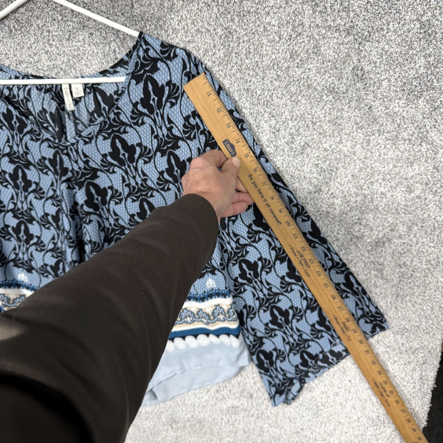 Vintage Cato Blouse Shirt Kimono 3/4 Sleeve XL Blue Floral V-Neck Lightweight Boho Casual Pullover Womens Size XL / US 12-14 / IT 48-50 - 3 Thumbnail