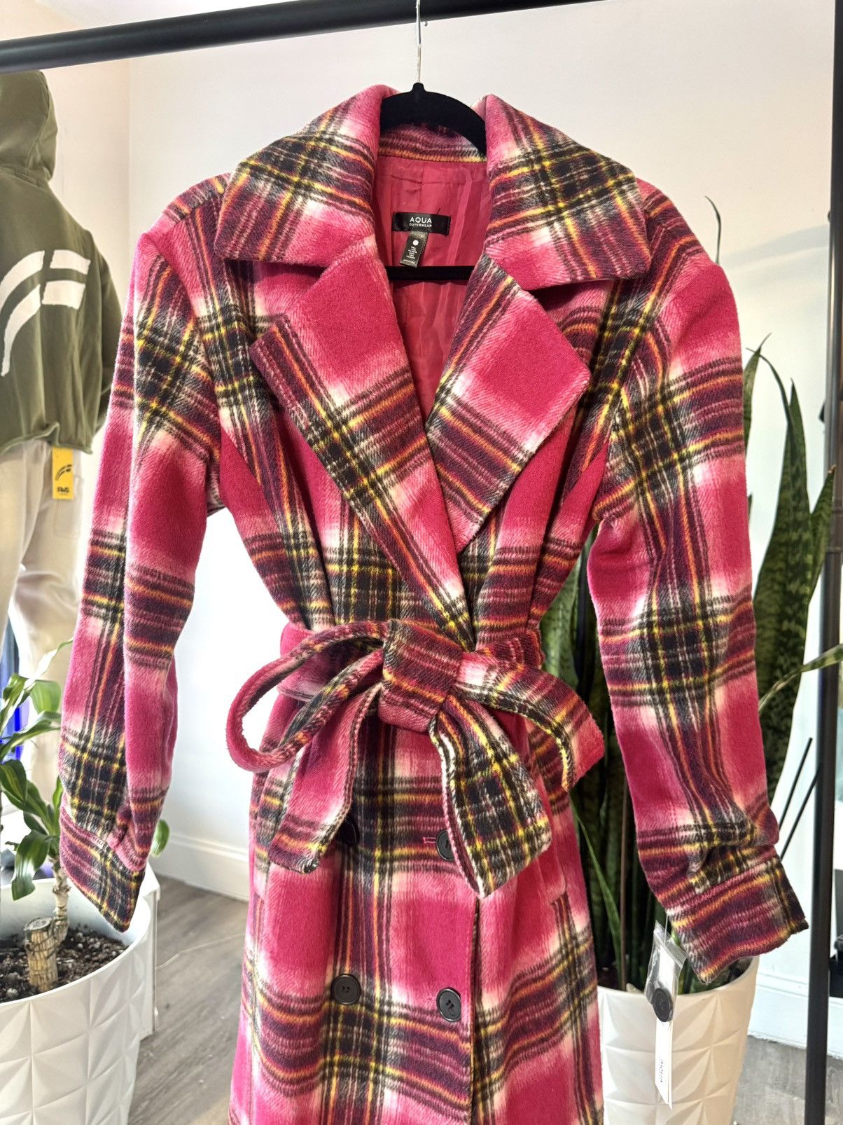 AQUA × Designer AQUA Plaid Duster Trench Coat - 100% Exclusive Size S / US 4 / IT 40 - 1 Thumbnail