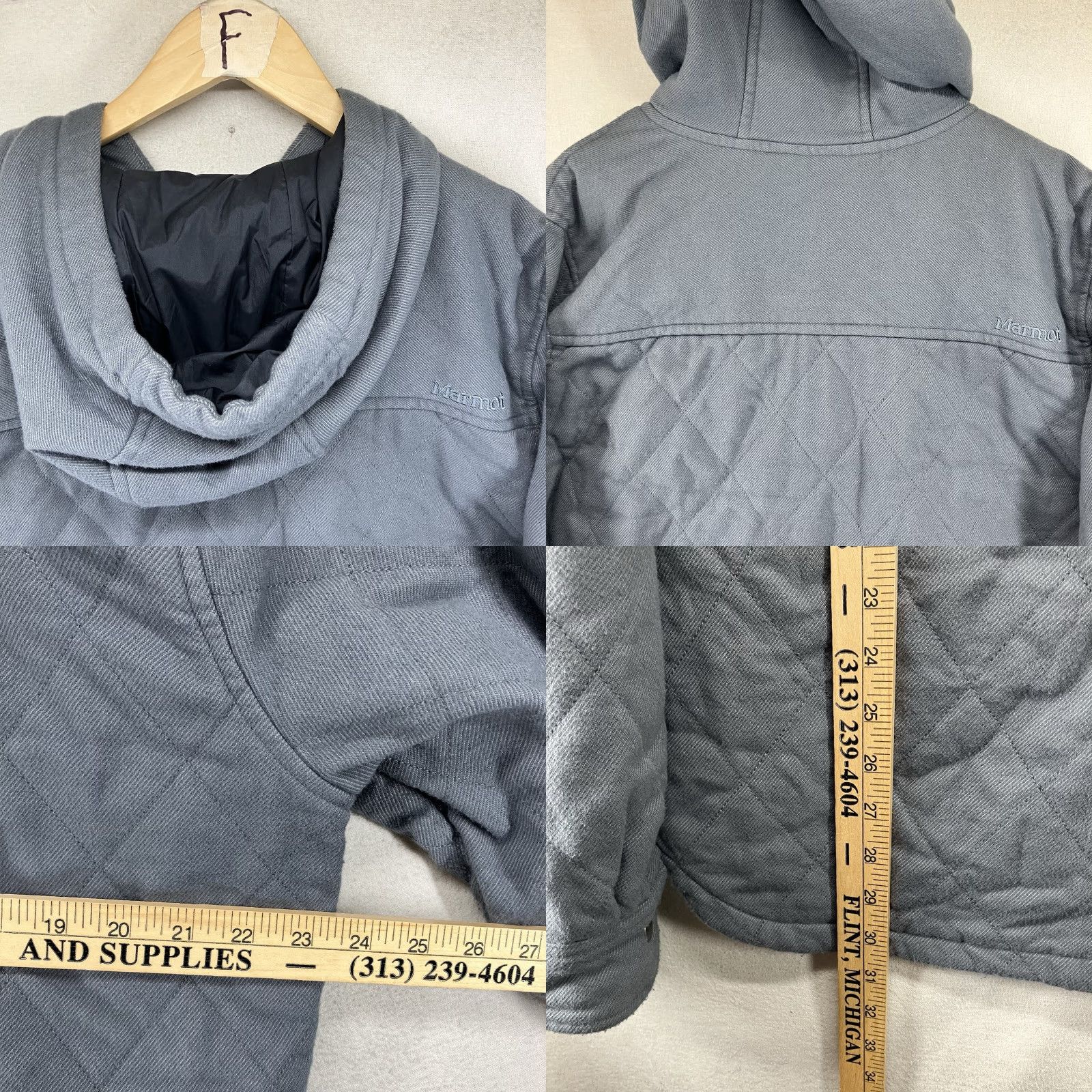 Marmot Marmot Mens Hoodie Large Full Zip Quilt Lined Light Blue Snap Button Size US L / EU 52-54 / 3 - 11 Thumbnail