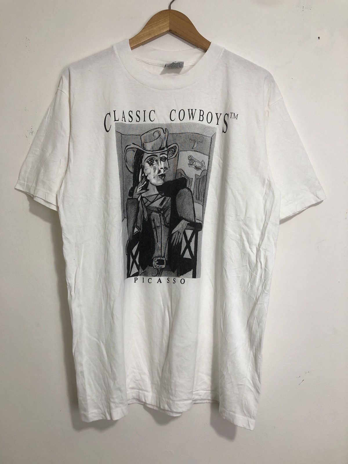 Vintage Vintage Picasso Calssic Cowboys Art T-Shirt Size US L / EU 52-54 / 3 - 1 Thumbnail