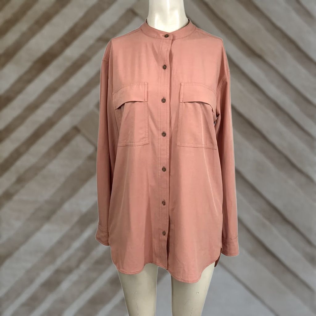 Prana prAna Womens Small Pink Long Sleeve Button Top Polyester Blend W-Pockets Size S / US 4 / IT 40 - 1 Thumbnail
