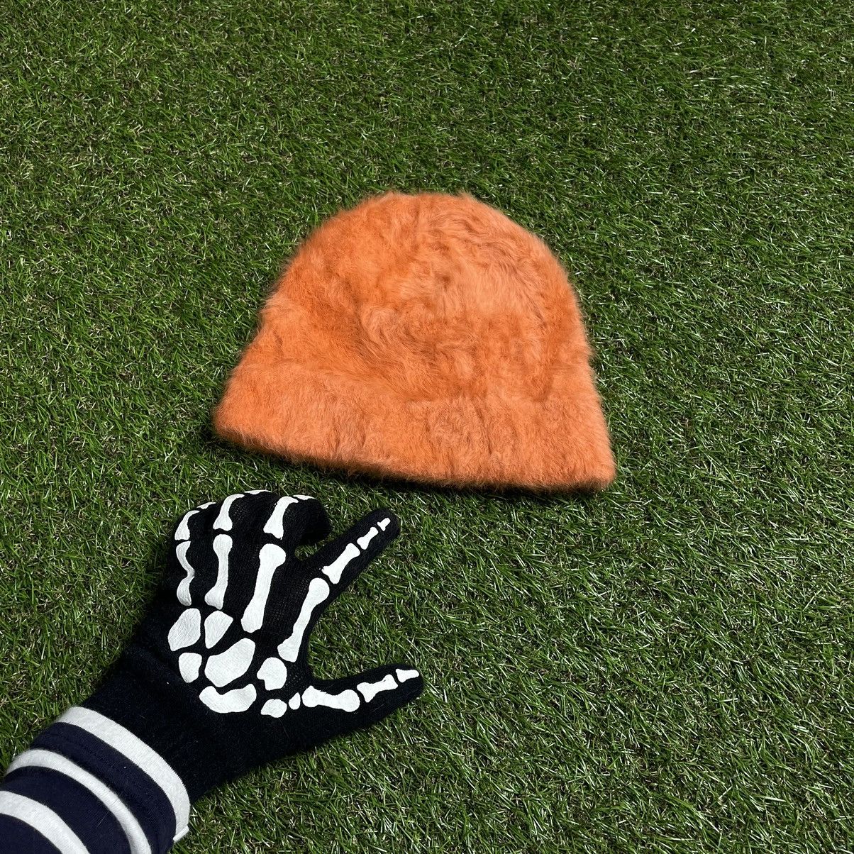 Vintage Vintage Y2K Fuzzy Mohair Beanie Orange Rust Knit Alt Punk OS Size ONE SIZE - 1 Thumbnail
