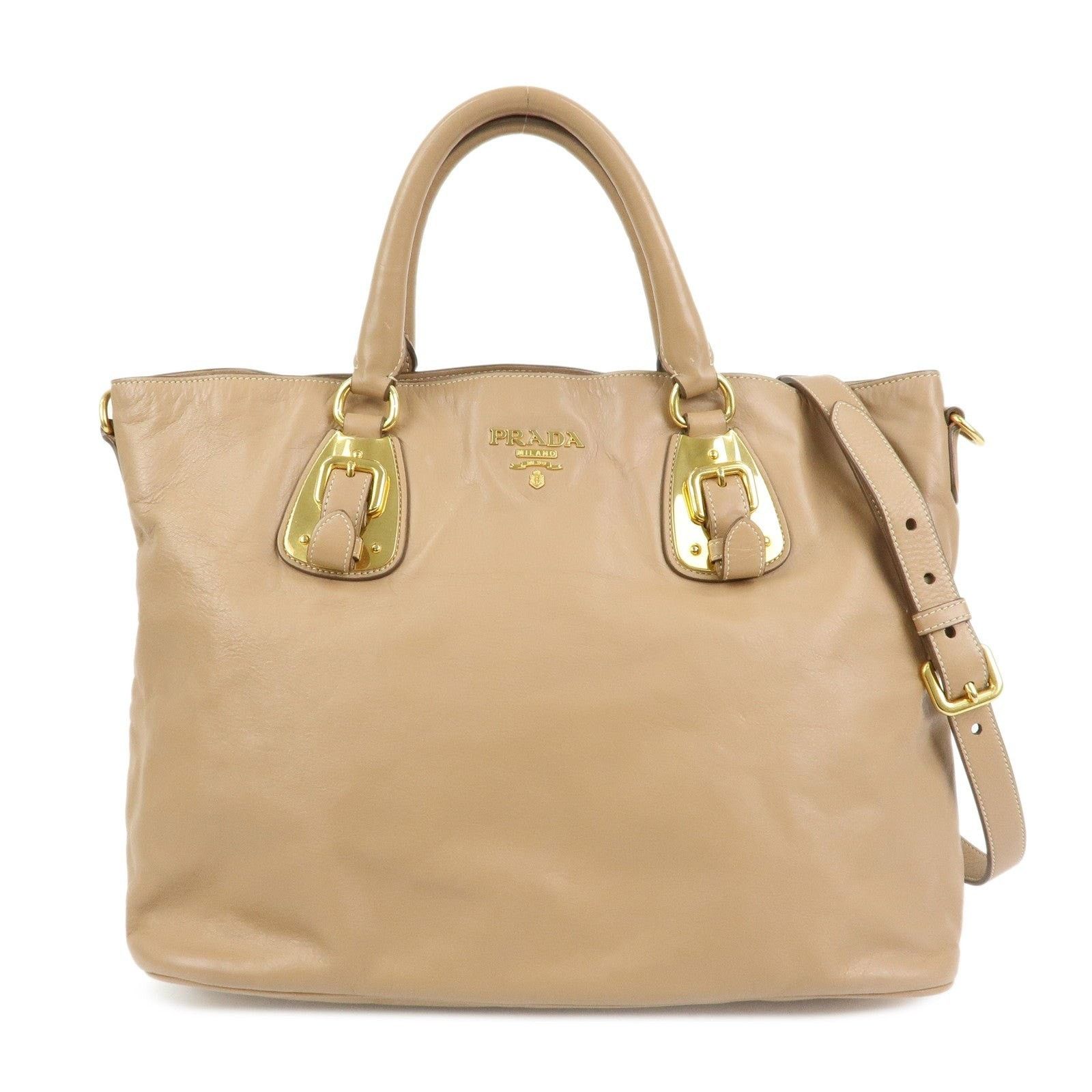 Prada Prada Soft Calf Leather Shoulder Bag Tan Size ONE SIZE - 1 Thumbnail