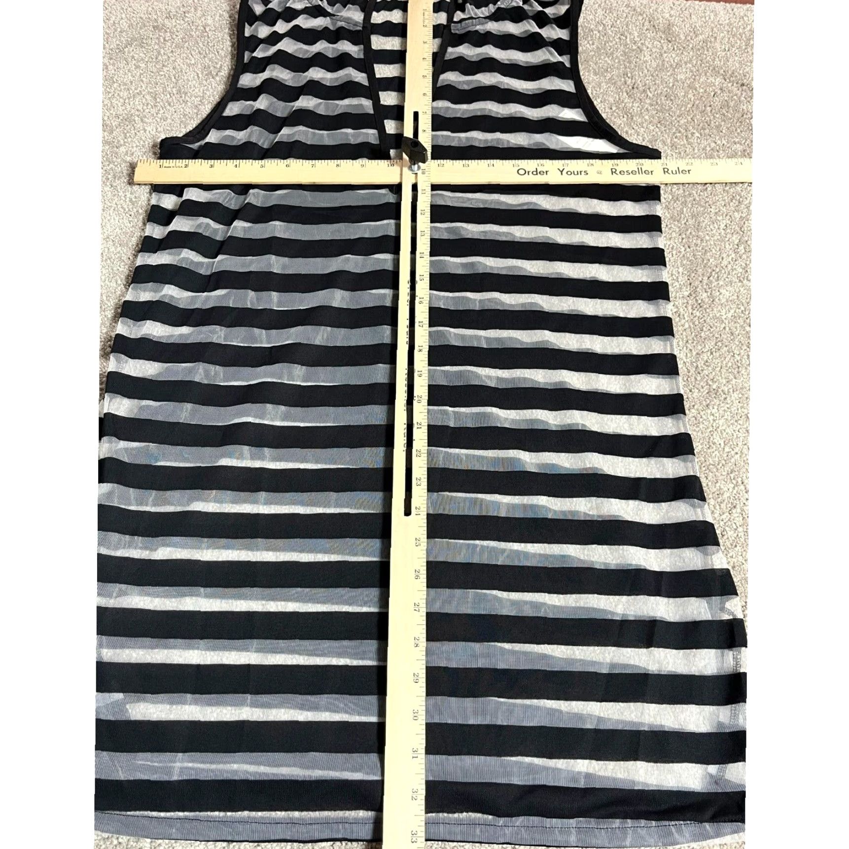 Kenneth Cole KENNETH COLE Swim Cover Up Large Beach Hooded Striped Resort Nautical Sheer Chic Tank Sleeveless Jersey Black V-Neck Pullover Regular Women L Size L / US 10 / IT 46 - 3 Thumbnail
