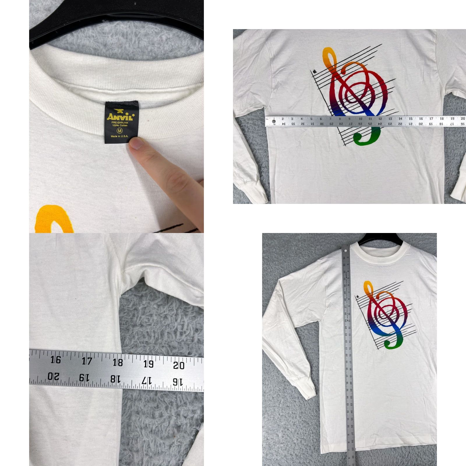 Apple VINTAGE Apple Shirt Mens Medium White 90s Logo Graphic Print Long Sleeve Jersey Cotton Crew Neck USA Size US M / EU 48-50 / 2 - 8 Thumbnail