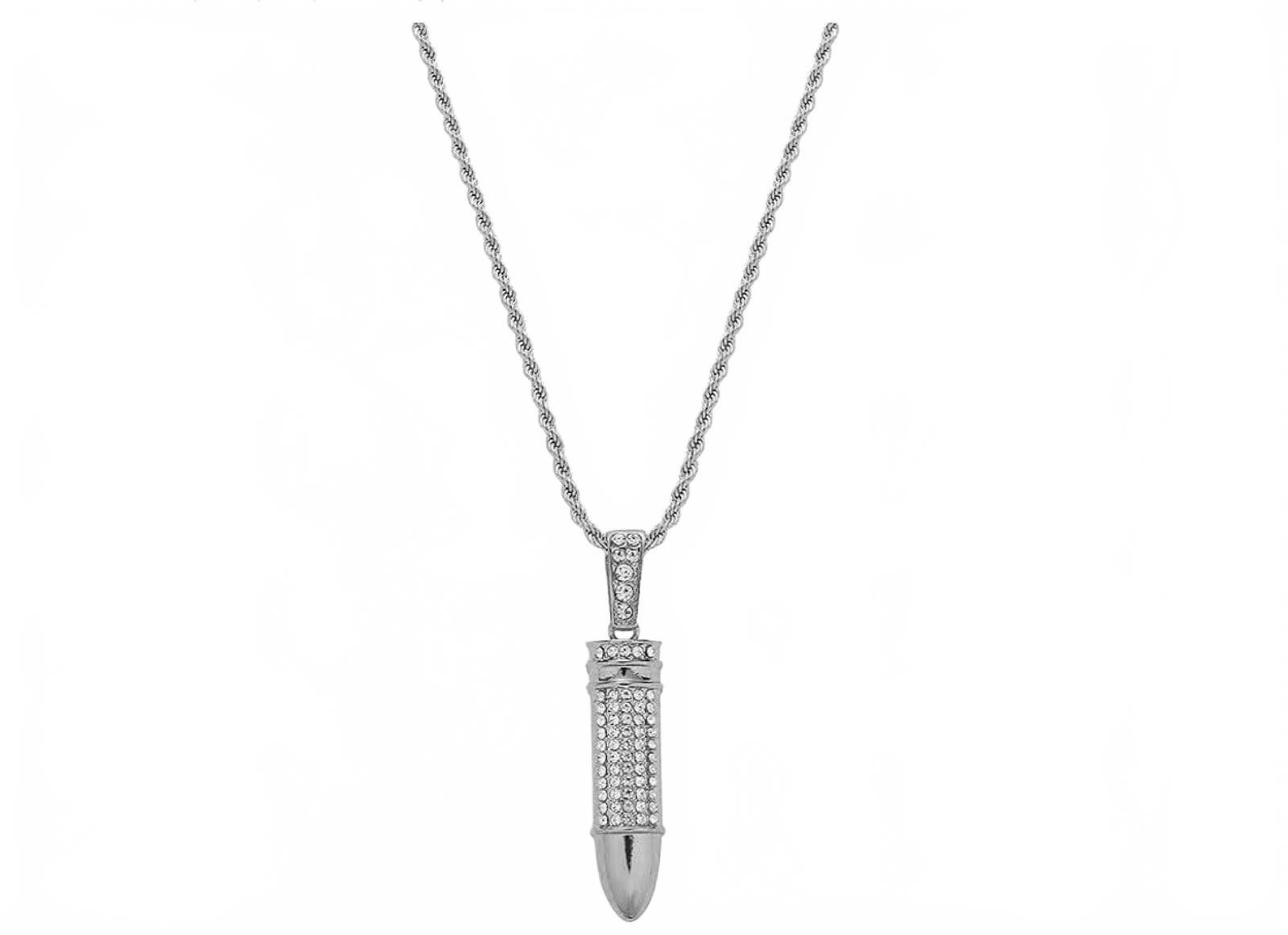 Bullet Noise Men's Diamond Bullet Pendant Necklace 19.6" Chain Size ONE SIZE - 1 Thumbnail