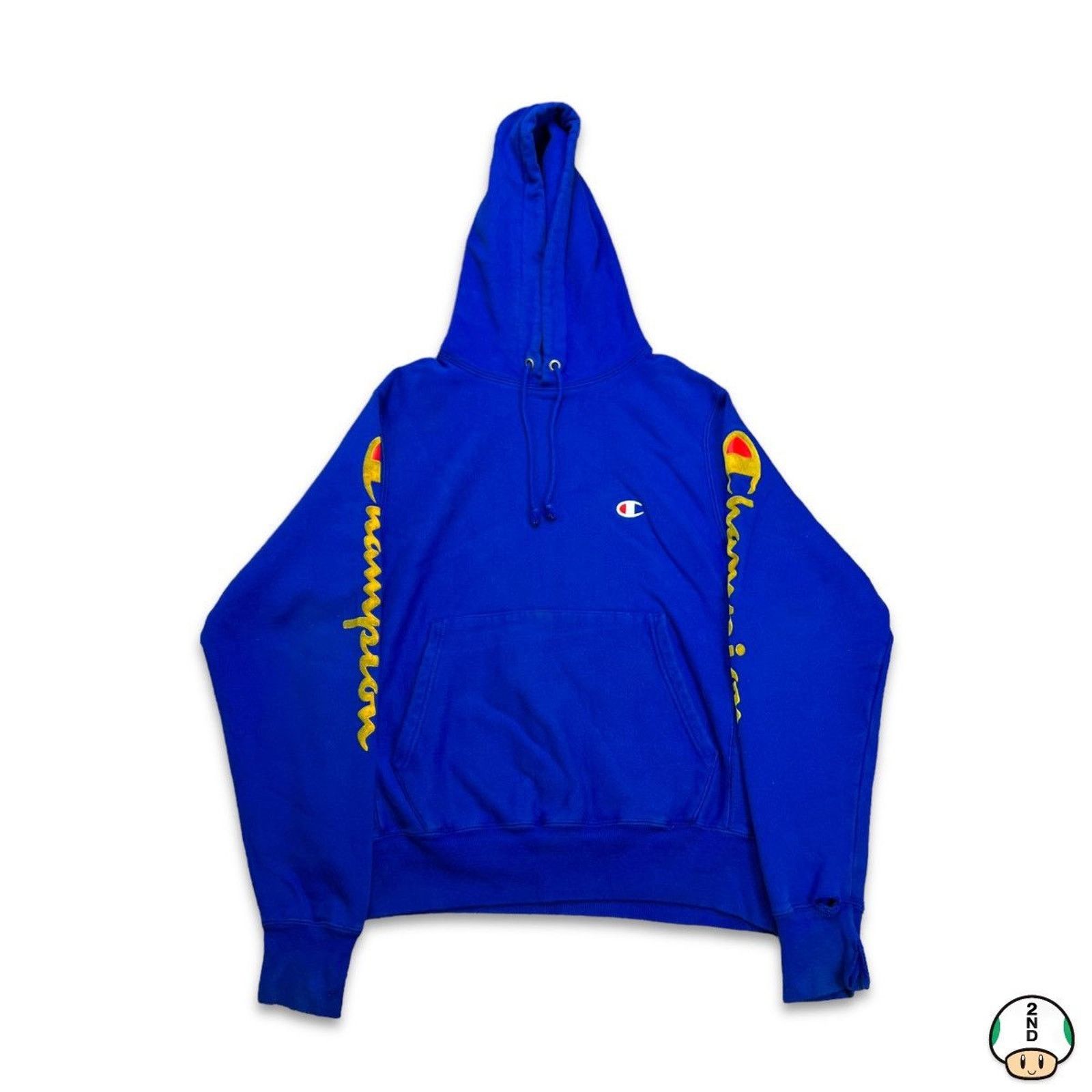Champion × Vintage Champion Hoodie Small Reverse Weave Script Hood Sweatshirt Size S / US 4 / IT 40 - 1 Thumbnail