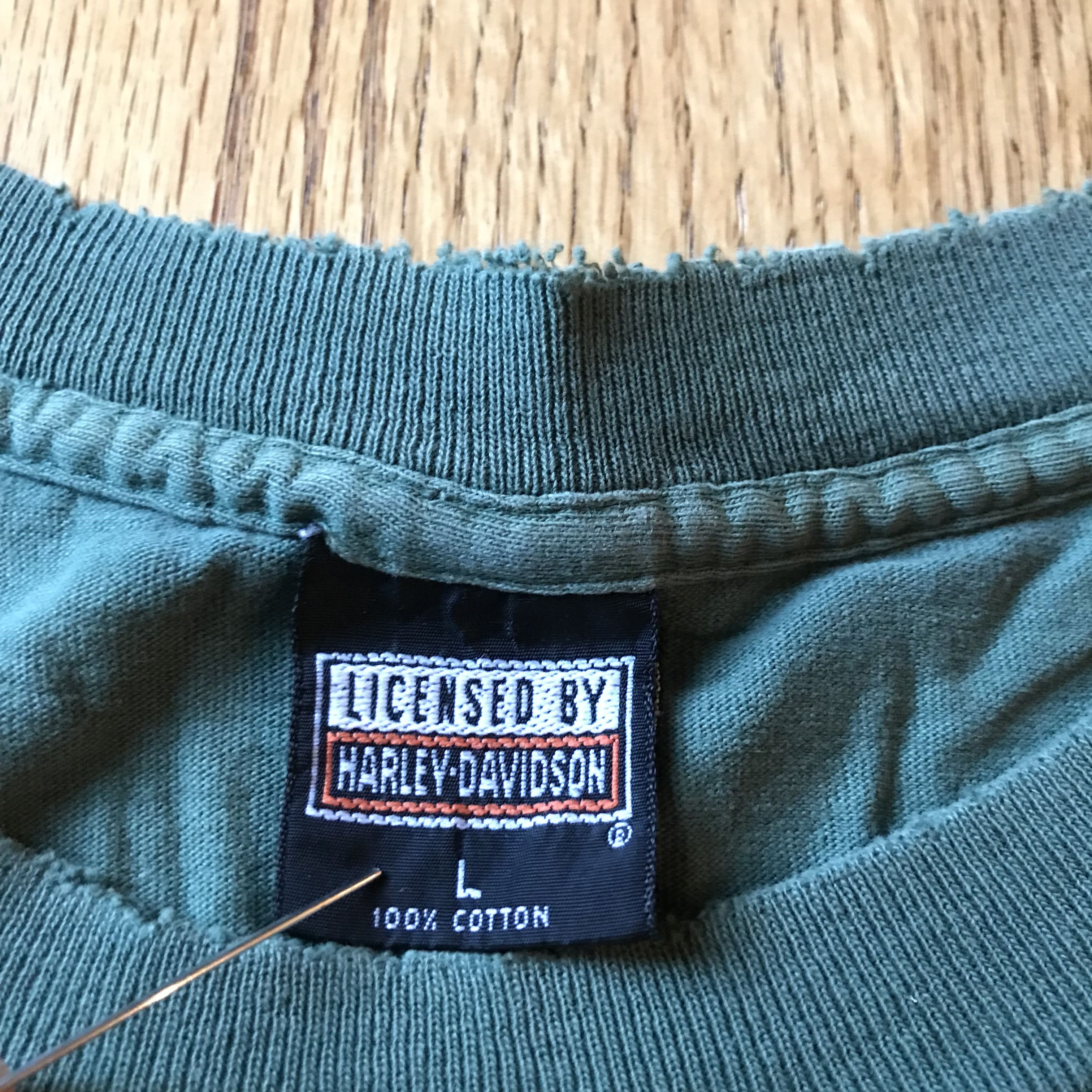 Harley Davidson Vintage 90s Harley Davidson Green Graphic Tee L Logo Faded Size US L / EU 52-54 / 3 - 5 Thumbnail