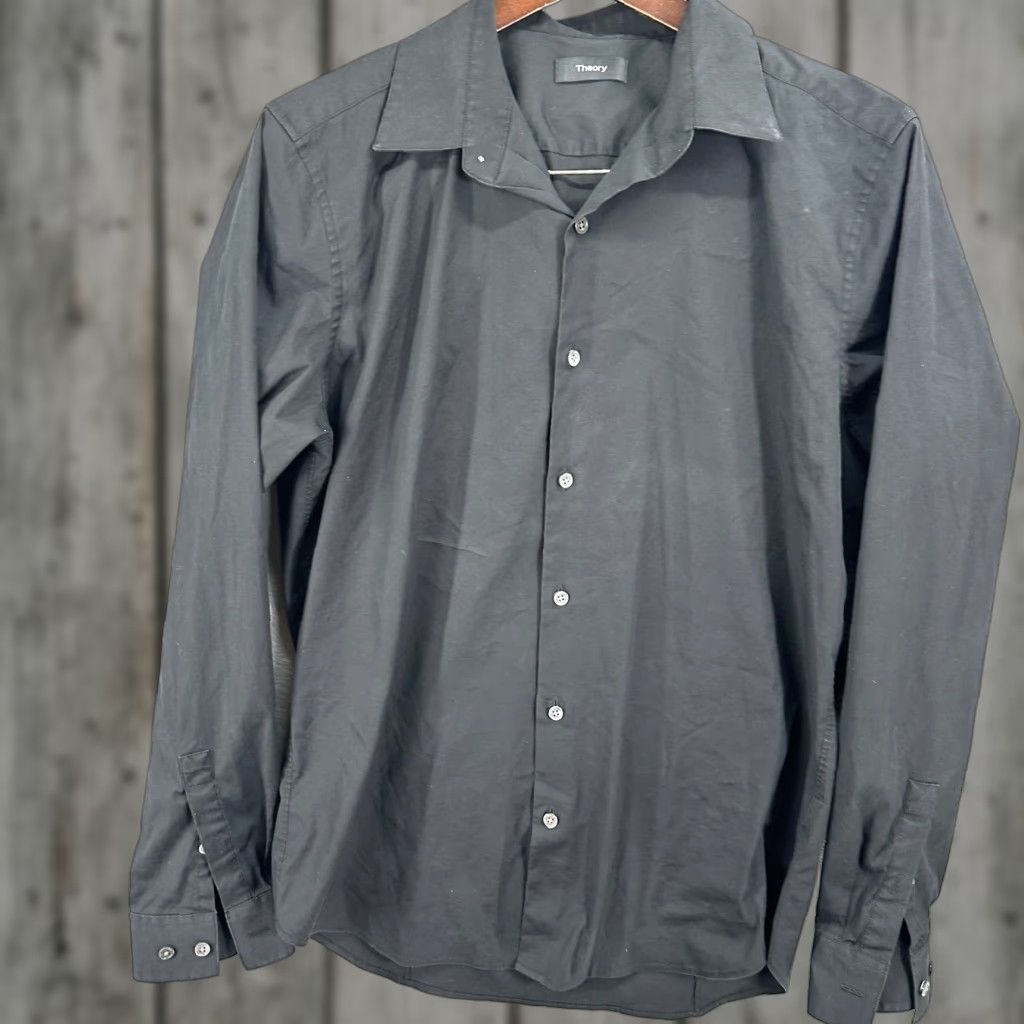 Theory Theory Button-Up Shirt Men Large Black Stretch Cotton Polyester Spandex Preppy Classic Size US L / EU 52-54 / 3 - 1 Thumbnail