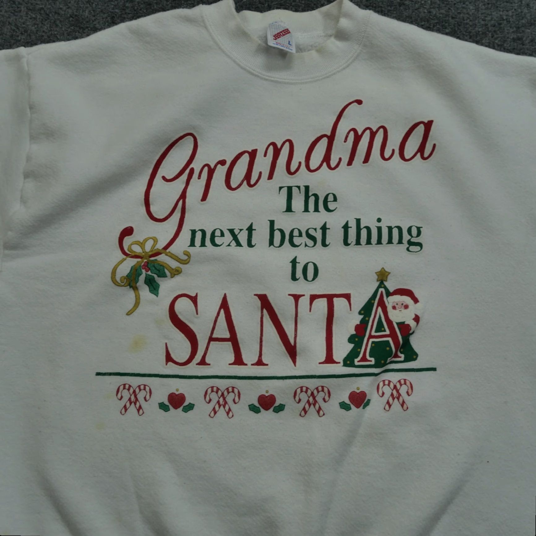Jerzees VINTAGE Jerzees Christmas Sweatshirt Men L White Santa 90s Graphic Print Crew Neck Long Sleeve Pullover Winter Christmas Graphic Size US L / EU 52-54 / 3 - 2 Thumbnail