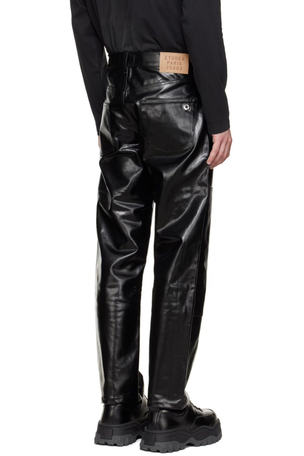 Etudes !DS! SS22 Etudes Corner Coated Faux Leather Black Pants Size US 30 / EU 46 - 3 Thumbnail