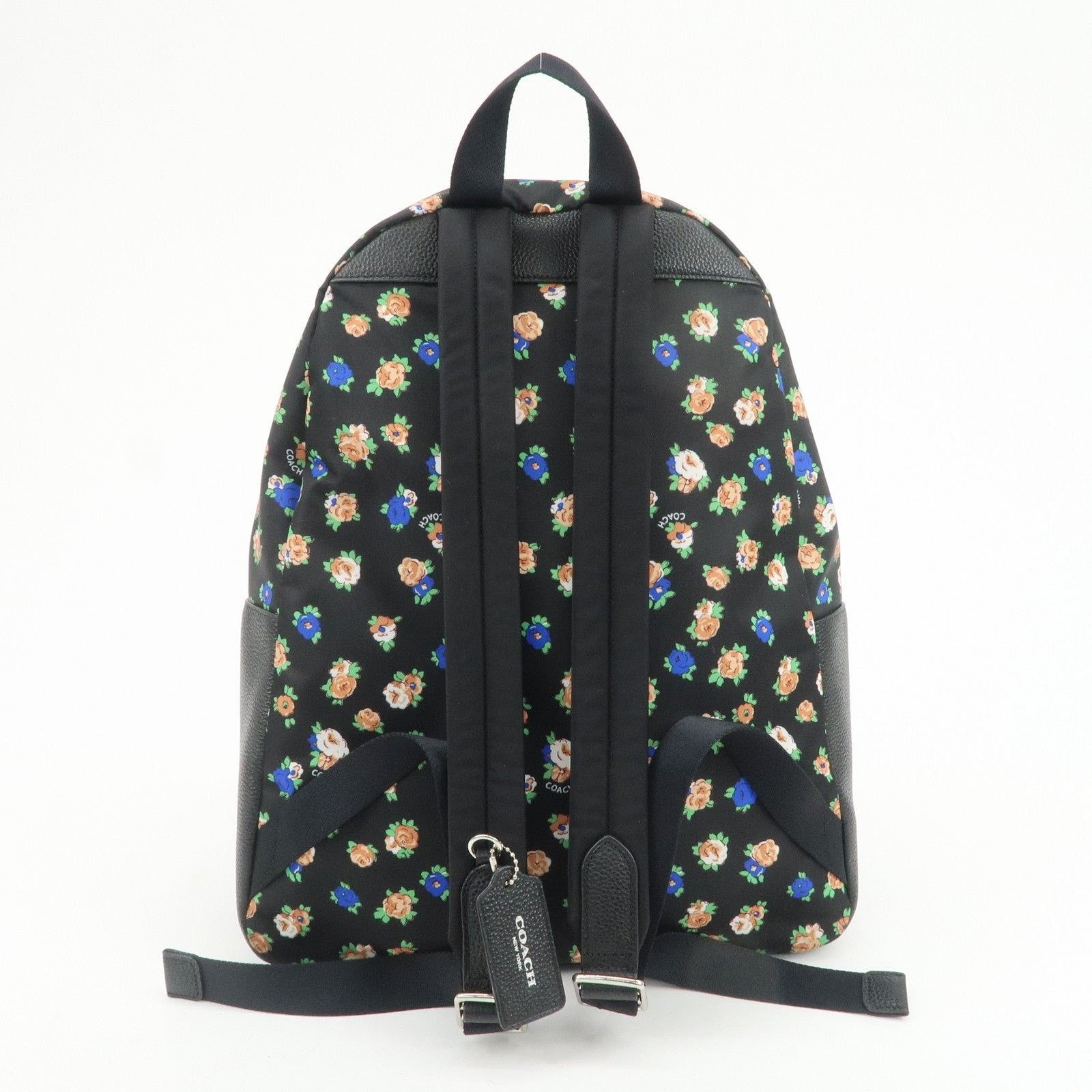 Coach Coach Charlie Floral Nylon & Leather Backpack Black Size ONE SIZE - 2 Thumbnail