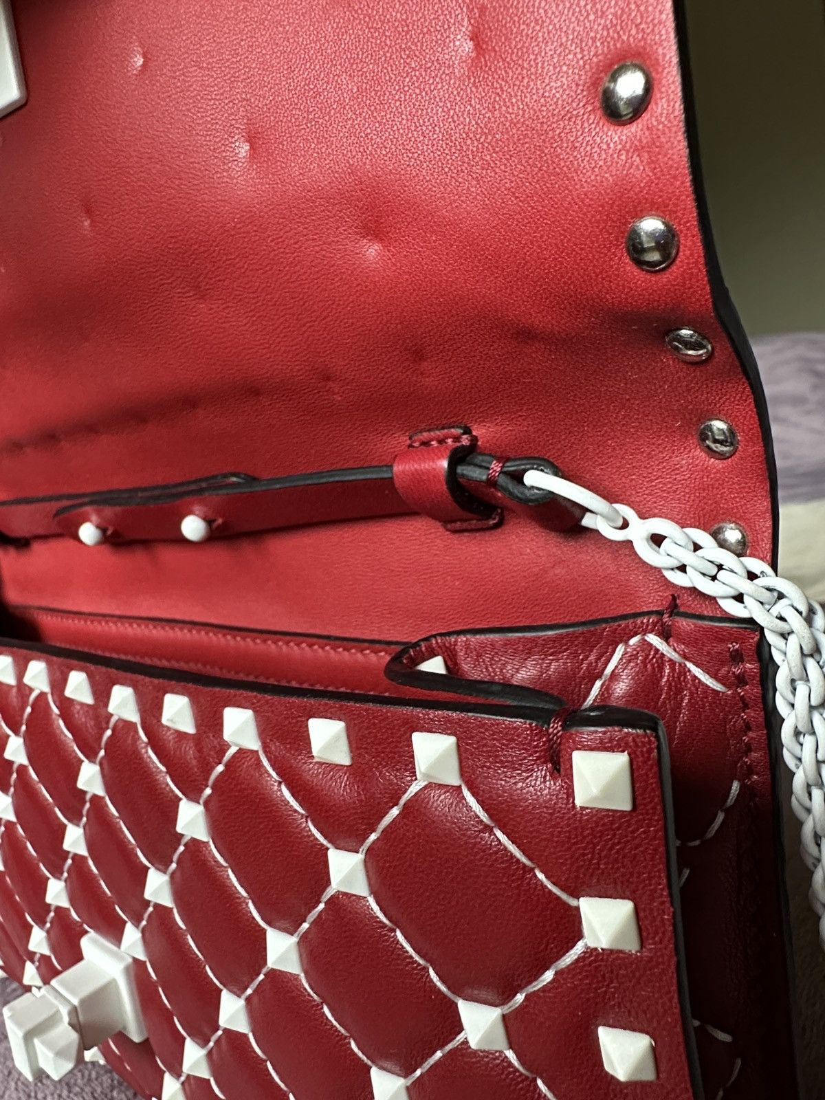 Valentino NEW Valentino Garavani Red Rockstud Spike Nappa Crossbody Size ONE SIZE - 9 Thumbnail