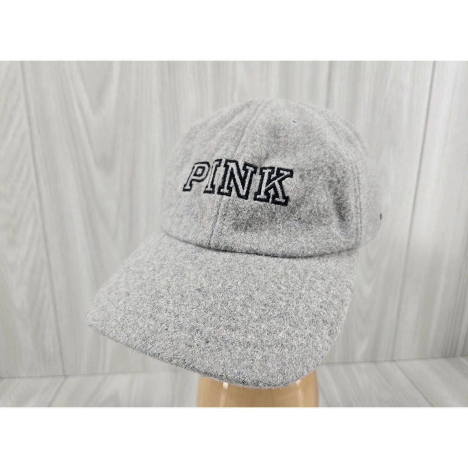 Vintage Victoria Secret Baseball Hat Gray Wool Blend Adjustable Women's Pink Logo Cap Size ONE SIZE - 2 Thumbnail