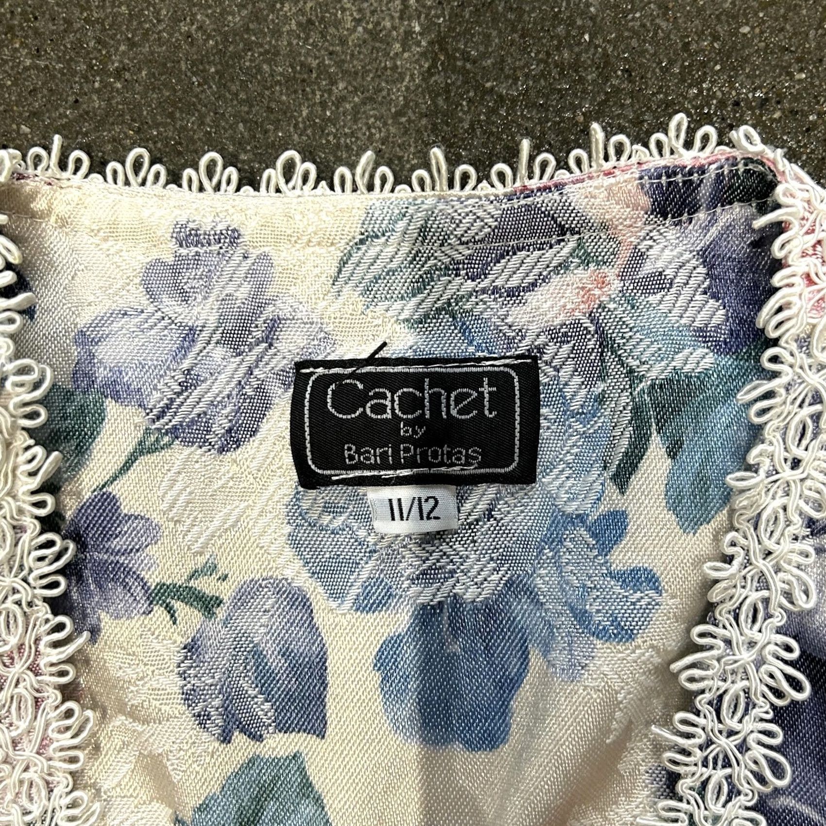 Vintage VINTAGE Cachet Jacket Womens 11/12 Floral Pastel Lace Trim Puff Sleeve 80s Size L / US 10 / IT 46 - 3 Thumbnail