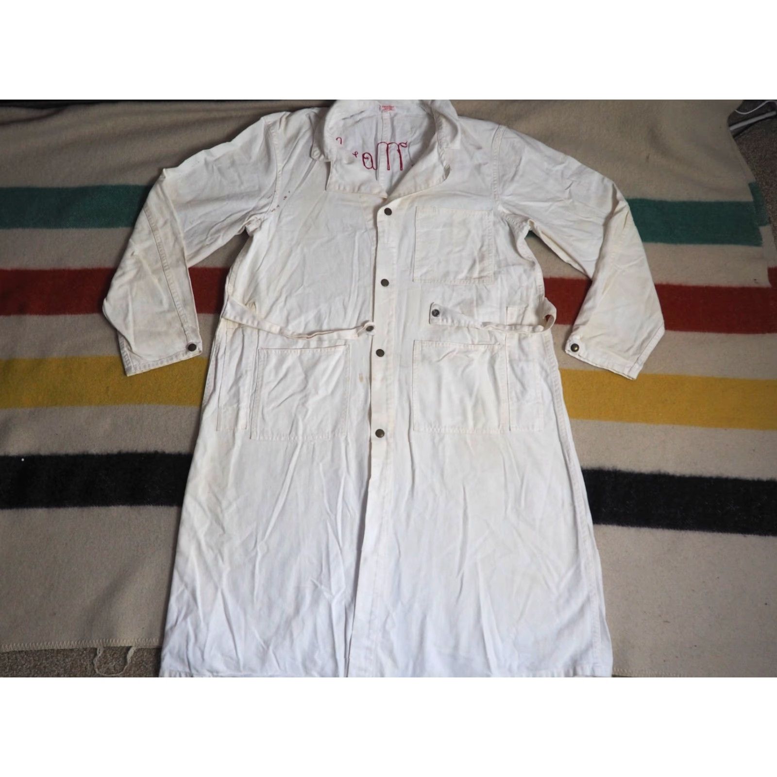 Vintage VTG Standard Seattle White Canvas Chore Coat L Mens Seminar Snaps Chainstitch Jacket Size US L / EU 52-54 / 3 - 2 Thumbnail