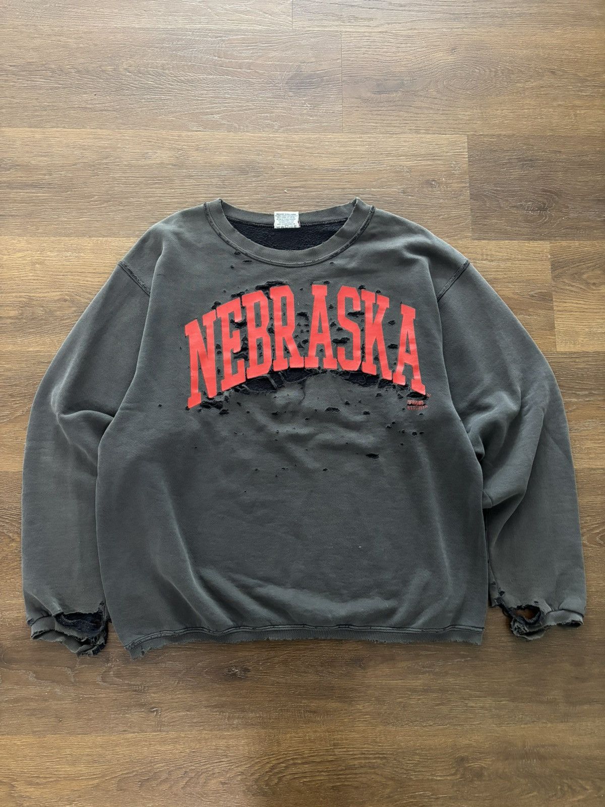 Vintage raf simons nebraska thrashed vintage sweatshirt Size US XL / EU 56 / 4 - 2 Thumbnail