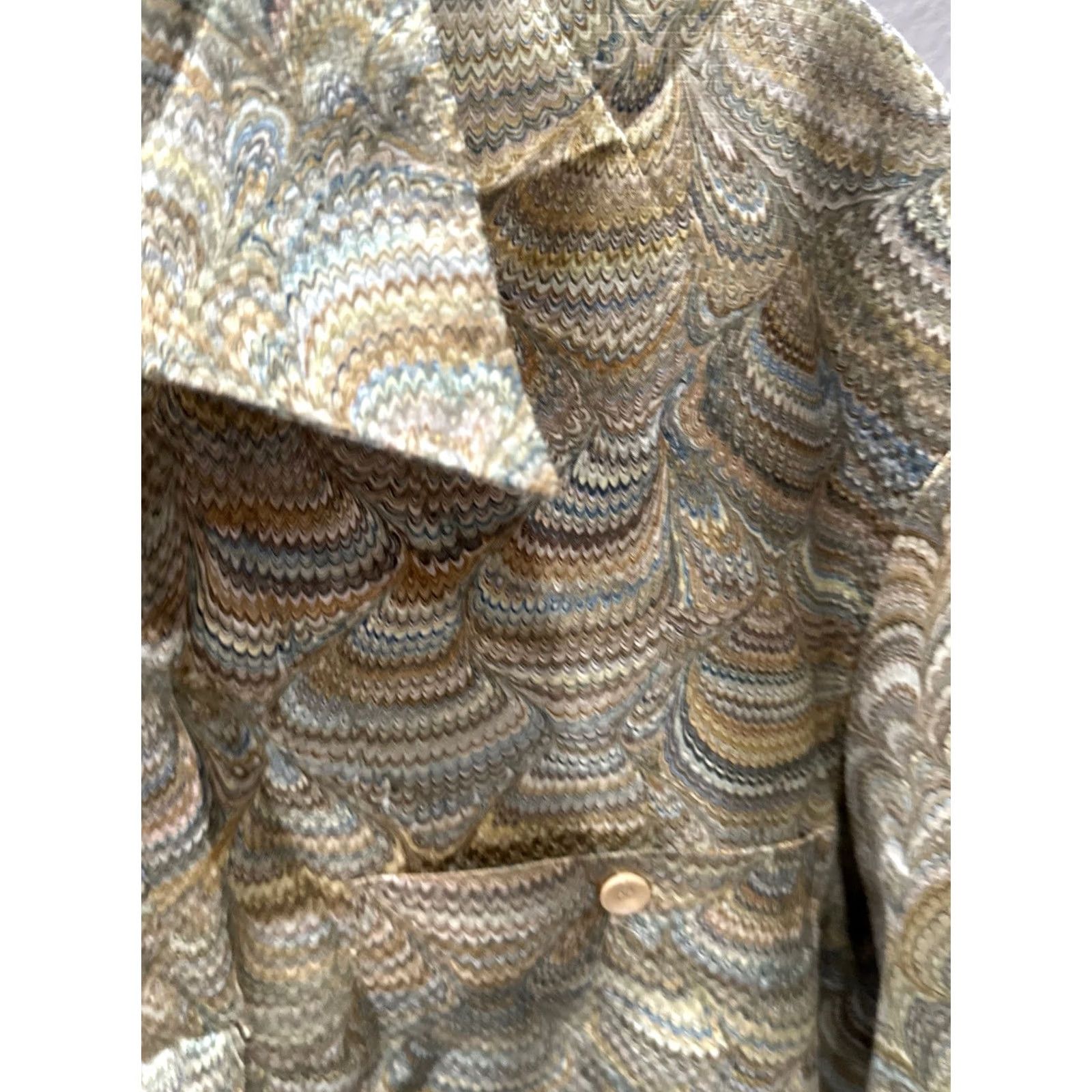 Vintage Alan Stuart POLO SHIRT Retro Banded Paisley Satin Medium M Mens Size US M / EU 48-50 / 2 - 6 Thumbnail
