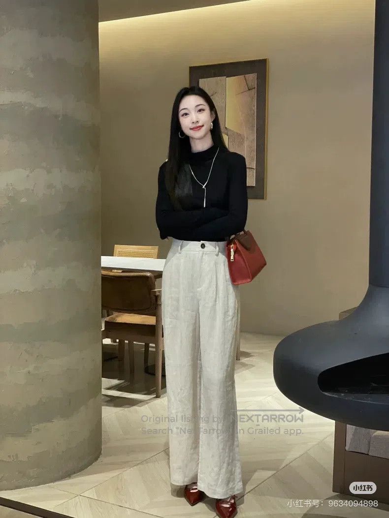 Chanel Beige printed wide-leg trousers